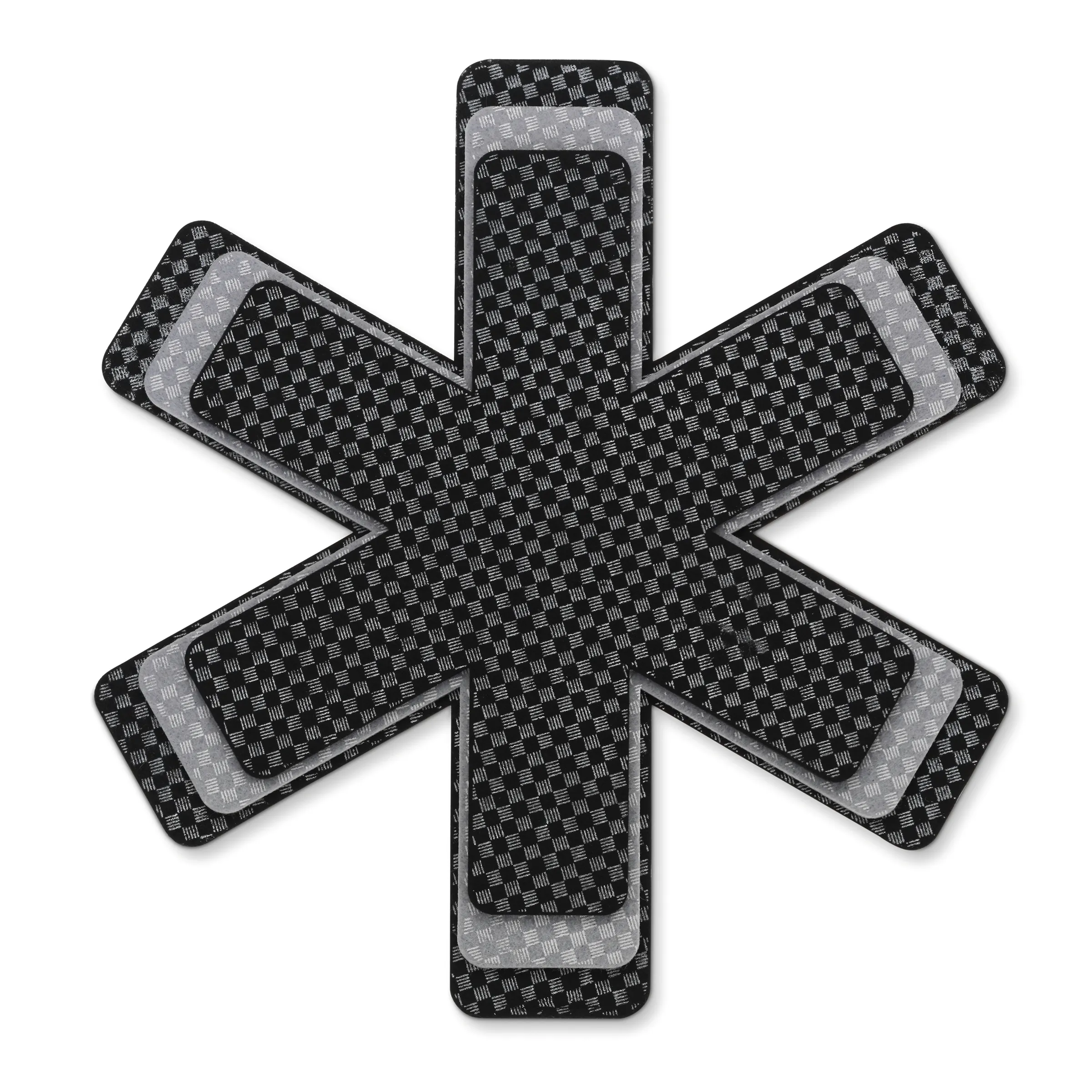 Pfannenschoner Set Riffelblech-Optik - Filz Topfschutz für Küche Schwarze Pfannenschoner aus Filz in Asterisk-Form mit Riffelblech-Muster und grauen Ecken