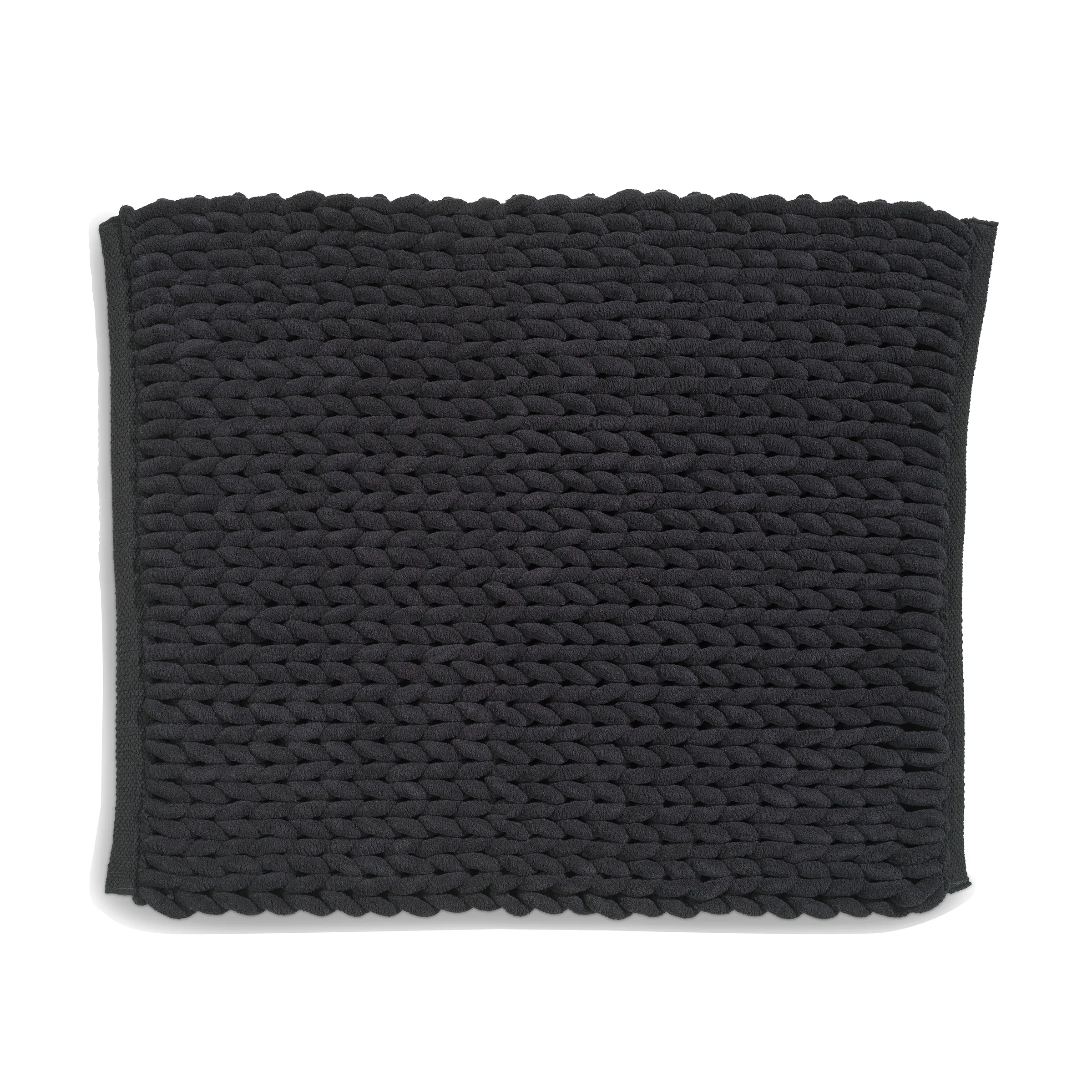Schwarzes gestepptes Kissen mit strukturiertem Design Schwarzes gestepptes Kissen oder Wurfdecke mit strukturiertem Muster und welliger Kante