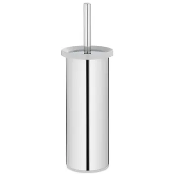 Moderner Toilettenbürsten-Set aus glänzendem Edelstahl und weißem Kunststoff mit schlankem Design