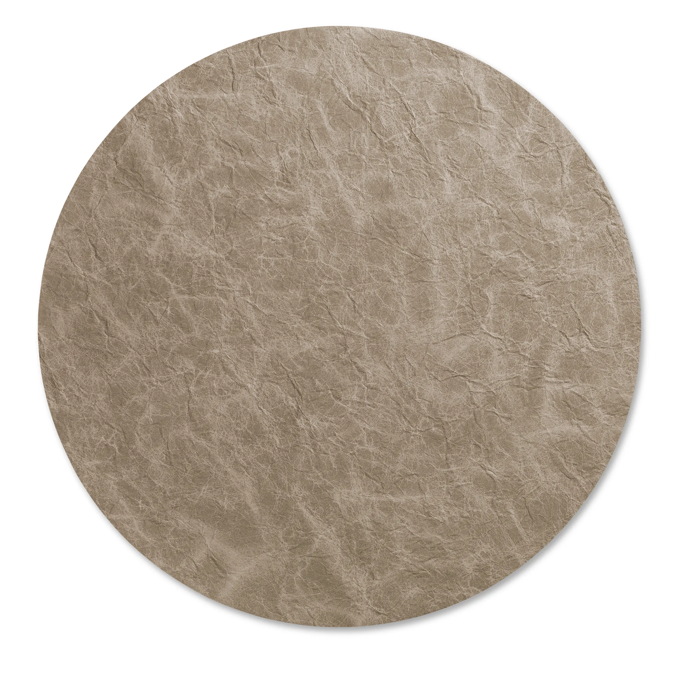Tapis Rond Lin Crème Structuré Tapis rond avec surface texturée de couleur crème et aspect lin naturel, isolé sur fond blanc.
