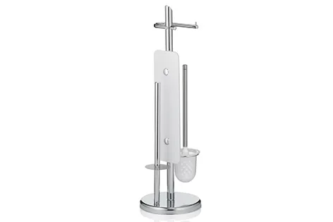 WC-Garnitur Edelstahl freistehend - Toilettenbürste und Papierhalter Stand-WC-Set Freistehender WC-Garnitur-Ständer aus Edelstahl mit Toilettenbürste, Toilettenpapierhalter und Ersatzrollenhalter