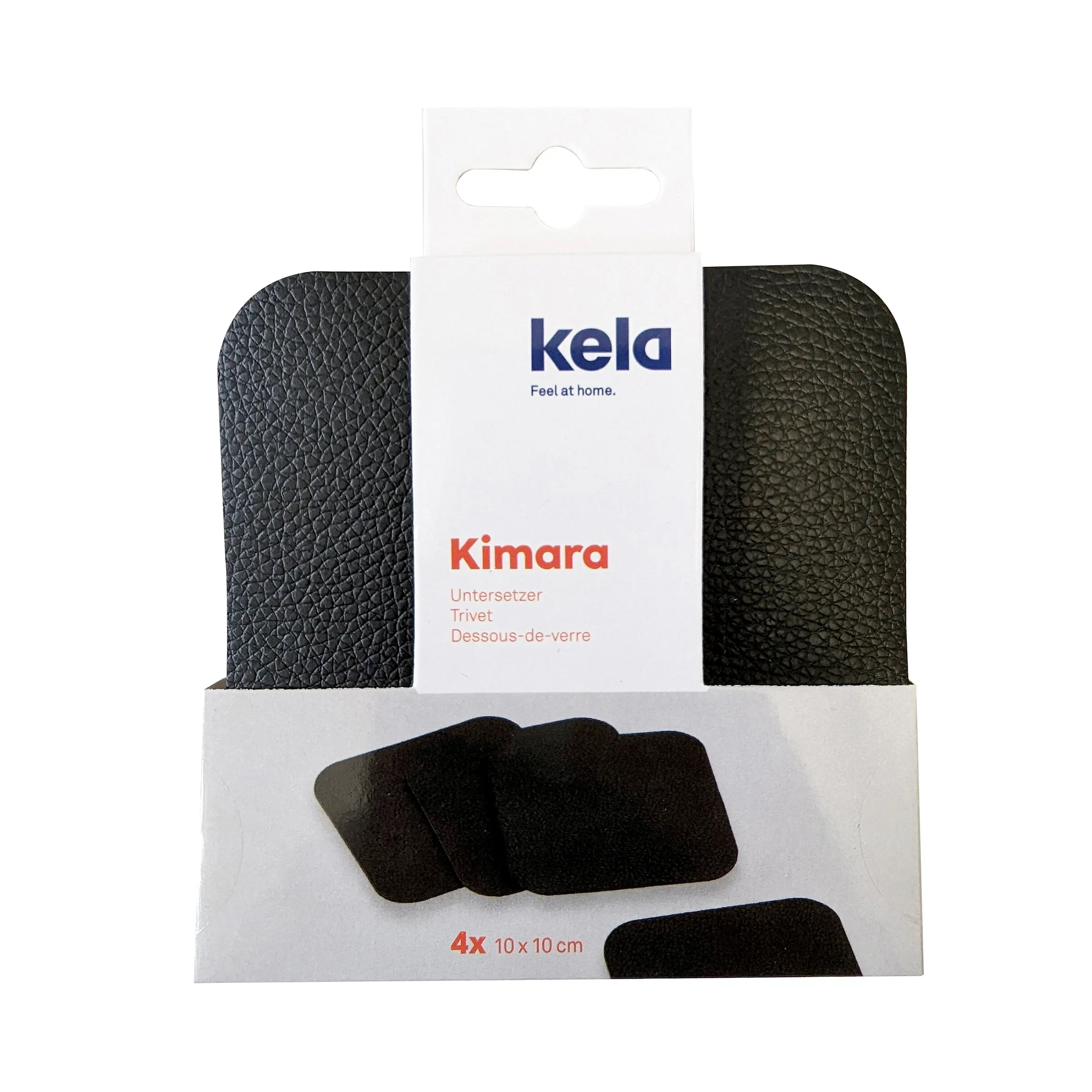 Kela Kimara Untersetzer Set - 4er Glasuntersetzer schwarz Kela Kimara Glasuntersetzer Set mit 4 schwarzen Filzuntersetzern à 10x10 cm in Originalverpackung