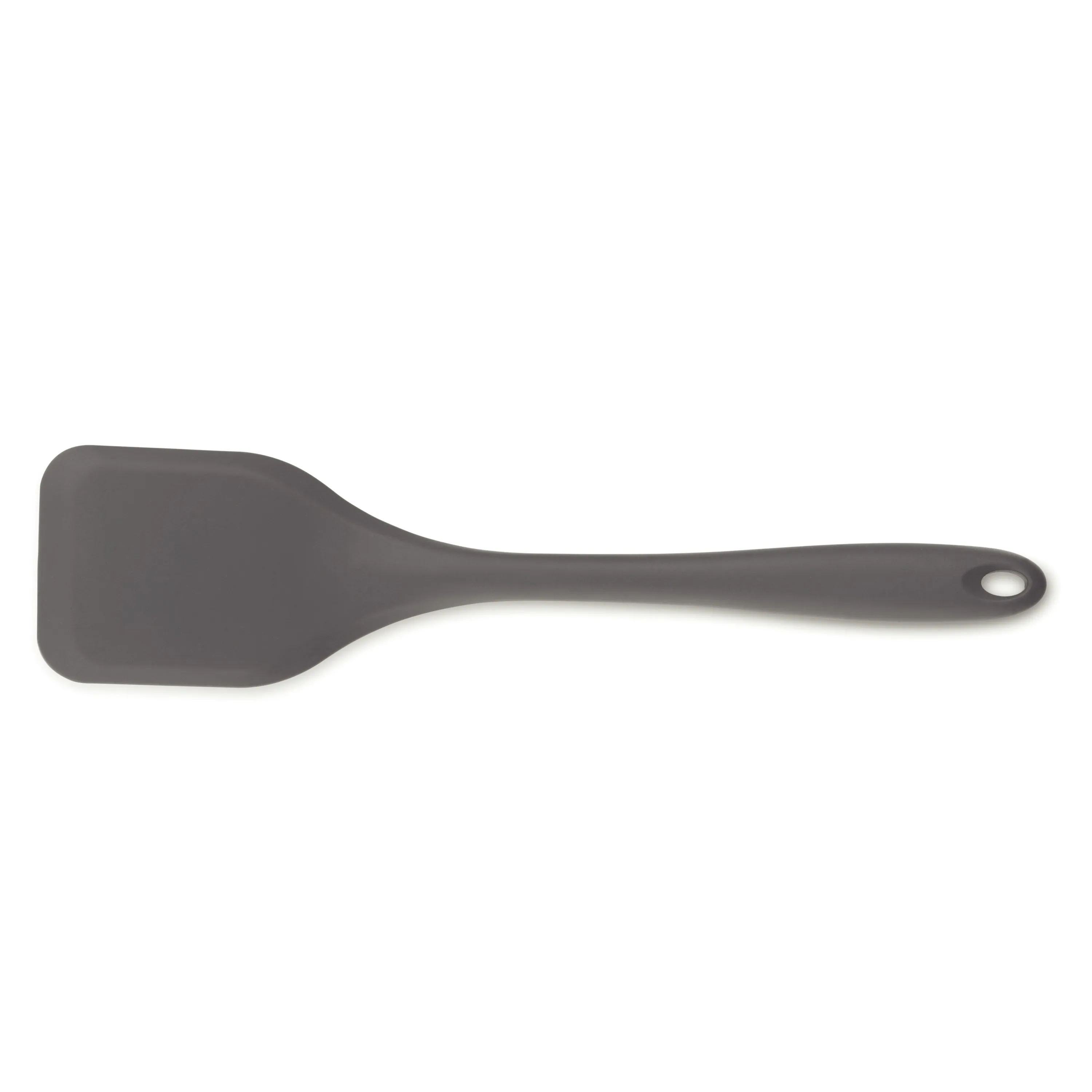 Spatule de Cuisine en Silicone - Ustensile de Cuisson Pratique Spatule de cuisine grise avec long manche et tête plate ovale pour retourner et servir les aliments.