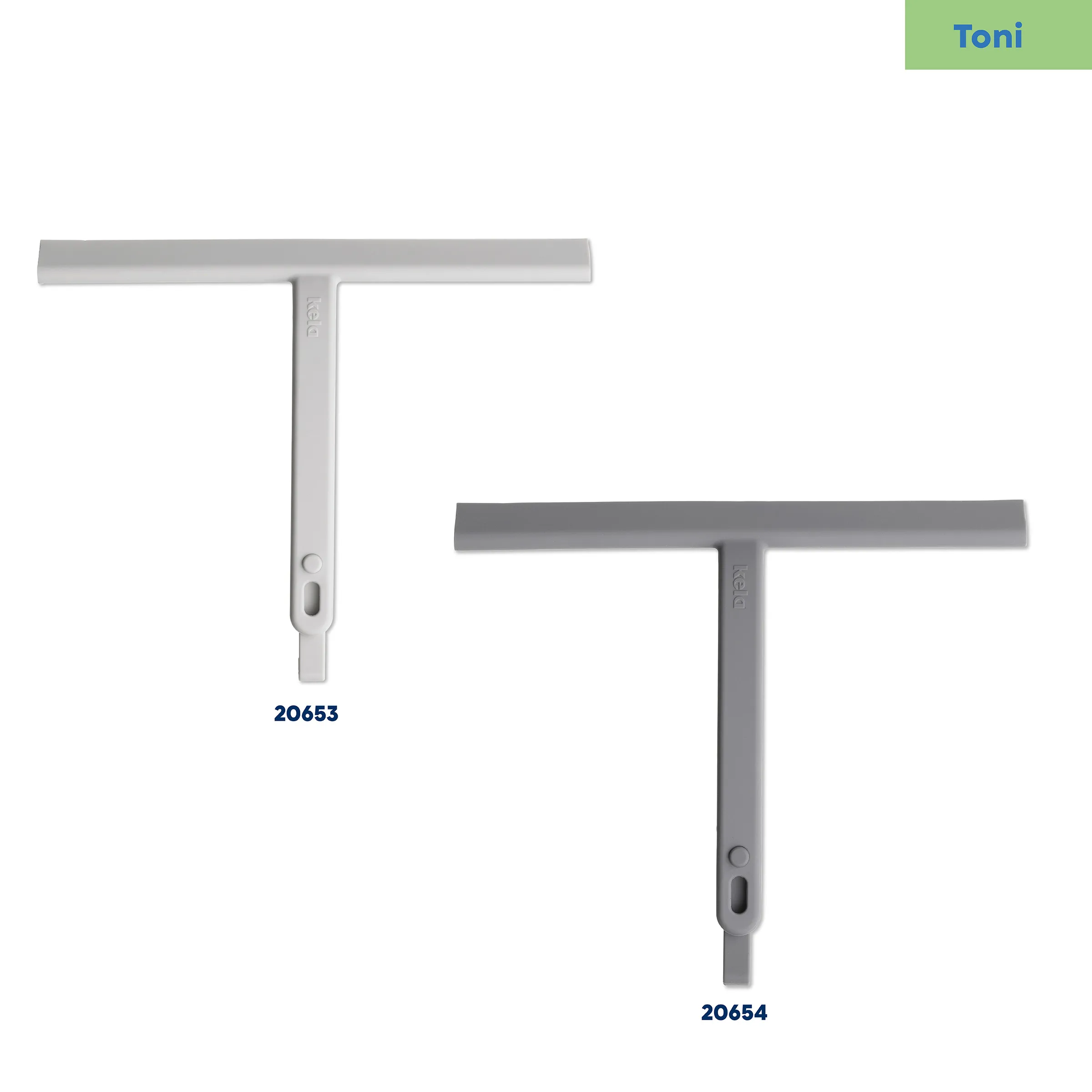 Toni Fensterreiniger T-Form 20653 20654 Zwei T-förmige Fensterreiniger von Toni (Modelle 20653 und 20654) mit Gummiwischern und Griff