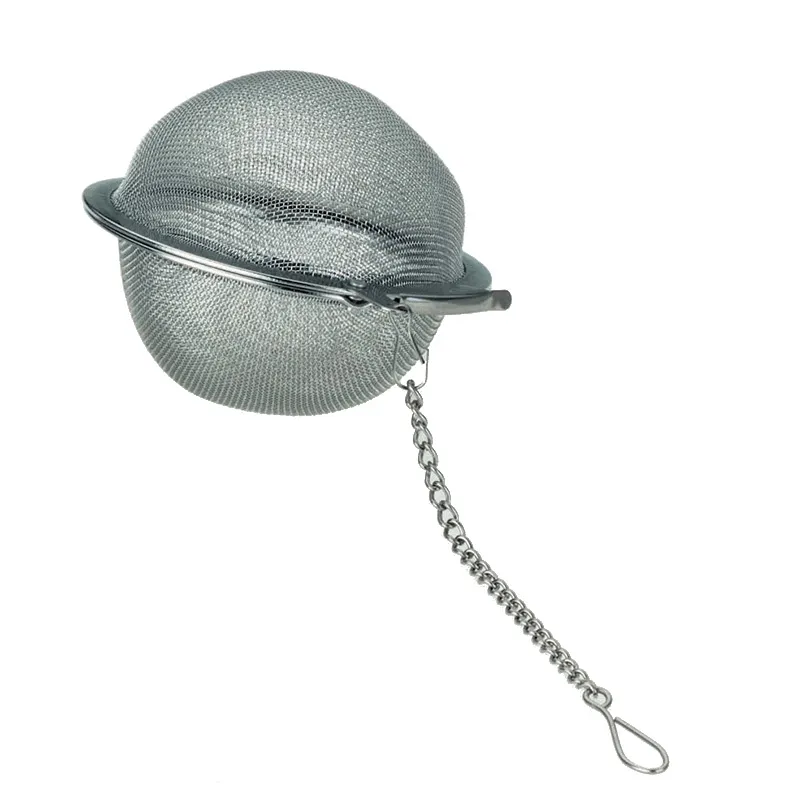 Teeei Edelstahl - Tee-Infuser für Teezubereitung Edelstahl-Teeei mit kugelförmigem Netzbehälter, schwenkbarem Griff und Kettenkette zum Aufhängen