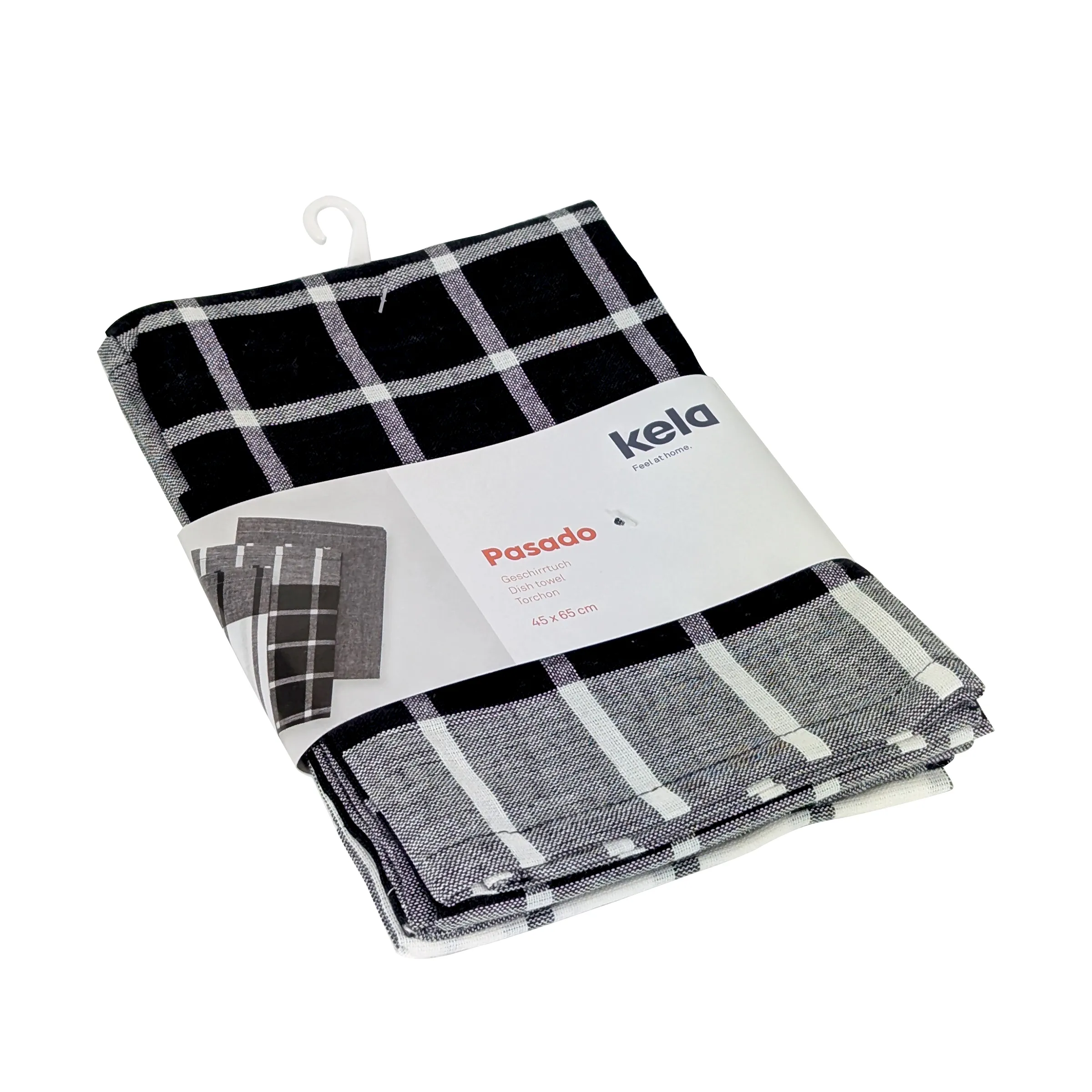 Kela Pasado Geschirrtücher 2er-Set Schwarz-Weiß Karo 45x65cm Kela Pasado Geschirrtücher in schwarz-weiß Karomuster, 2er-Set, 45x65 cm, verpackt mit Etikett