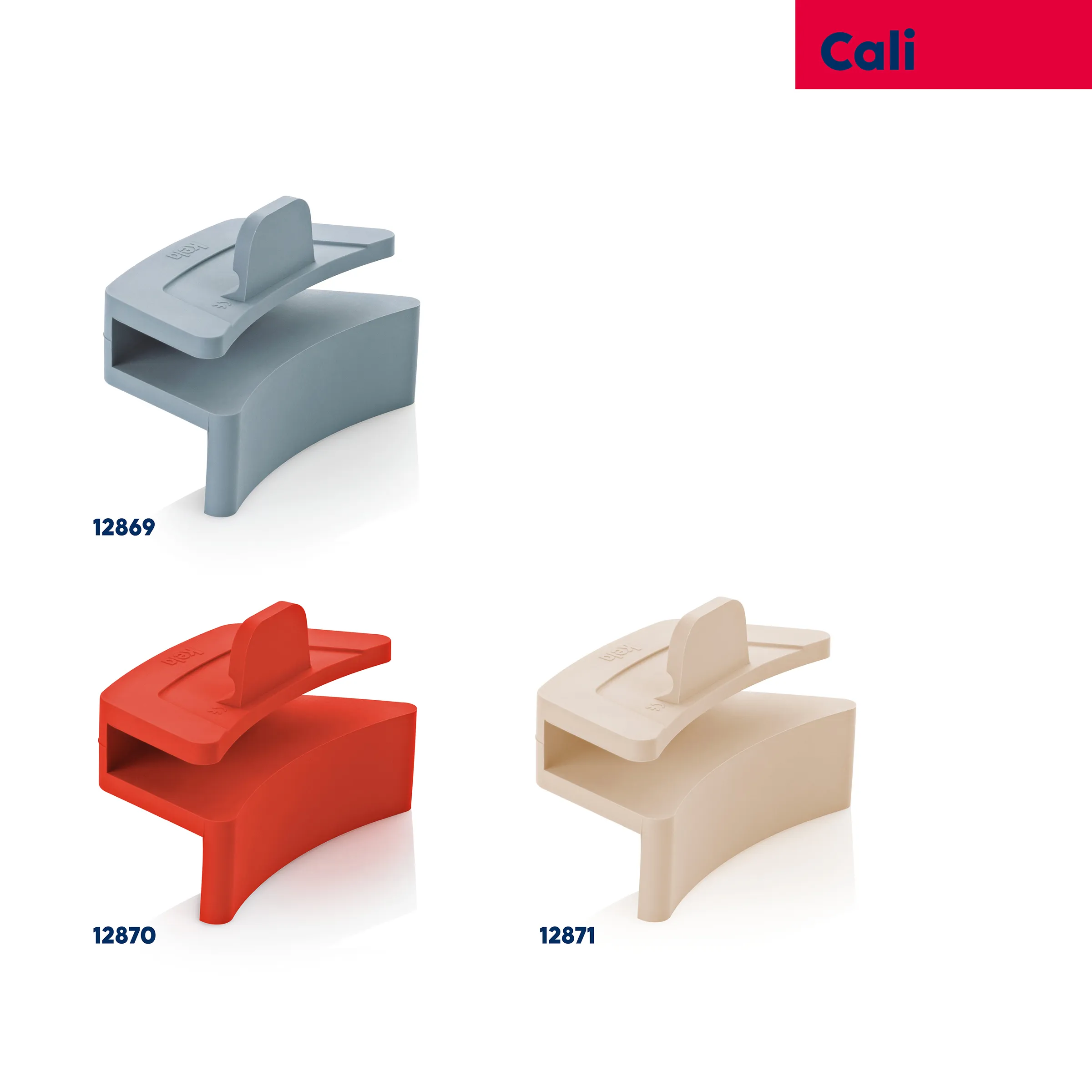 Cali Katzenklo-Hocker - Design Katzentoilette Drei Katzenklo-Hocker von Cali in Grau, Rot und Beige mit aufklappbaren Deckeln und Tablett-Ausführung