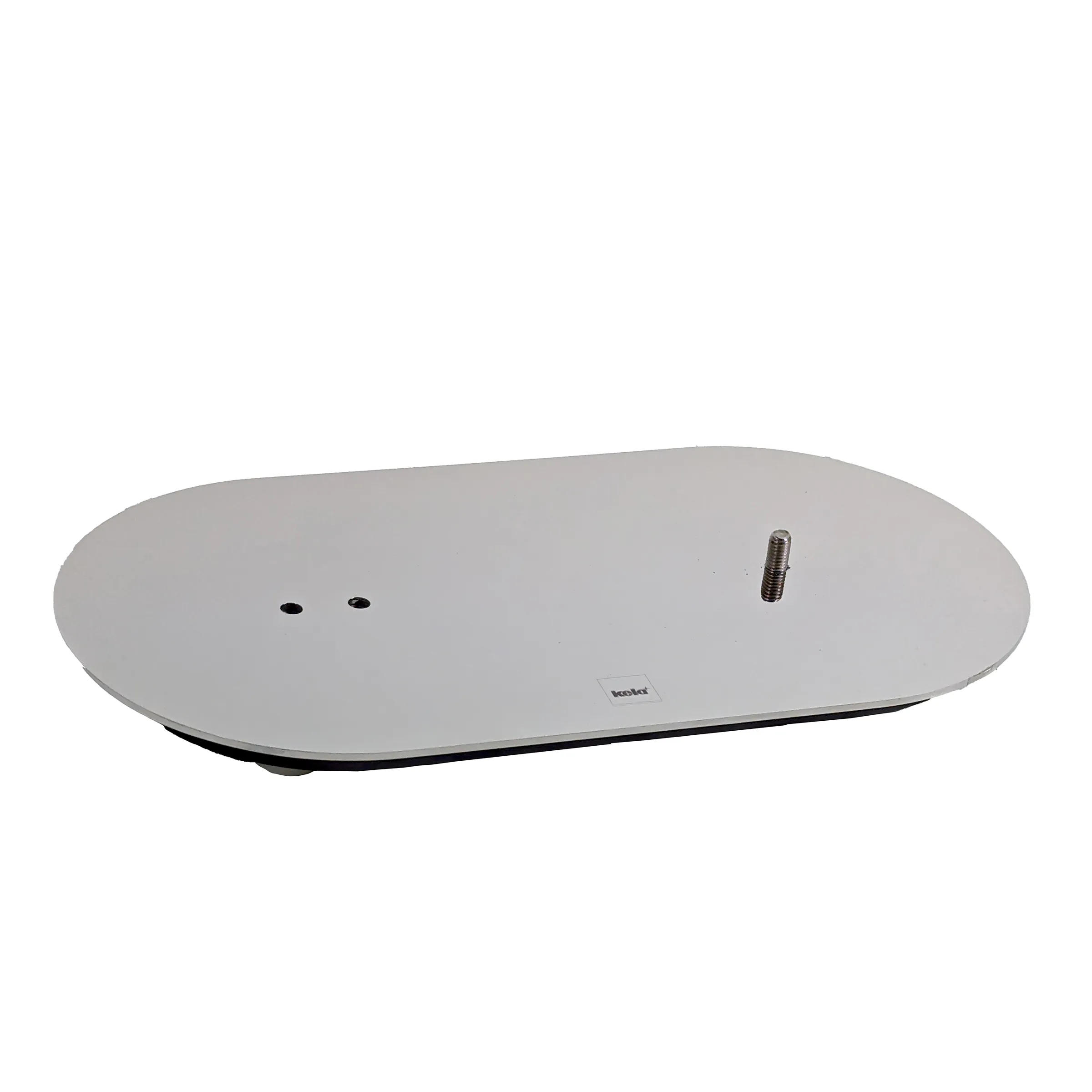 Deckenleuchte oval grau - moderne Deckenlampe Graue ovale Deckenleuchte mit zwei kleinen Löchern und einer Gewindestange zur Montage