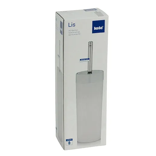 Kela Lis WC-Bürste Toilettenbürste in Verpackung Kela Lis WC-Bürstengarnitur in weißer Produktverpackung mit Produktabbildung und Markenlogo