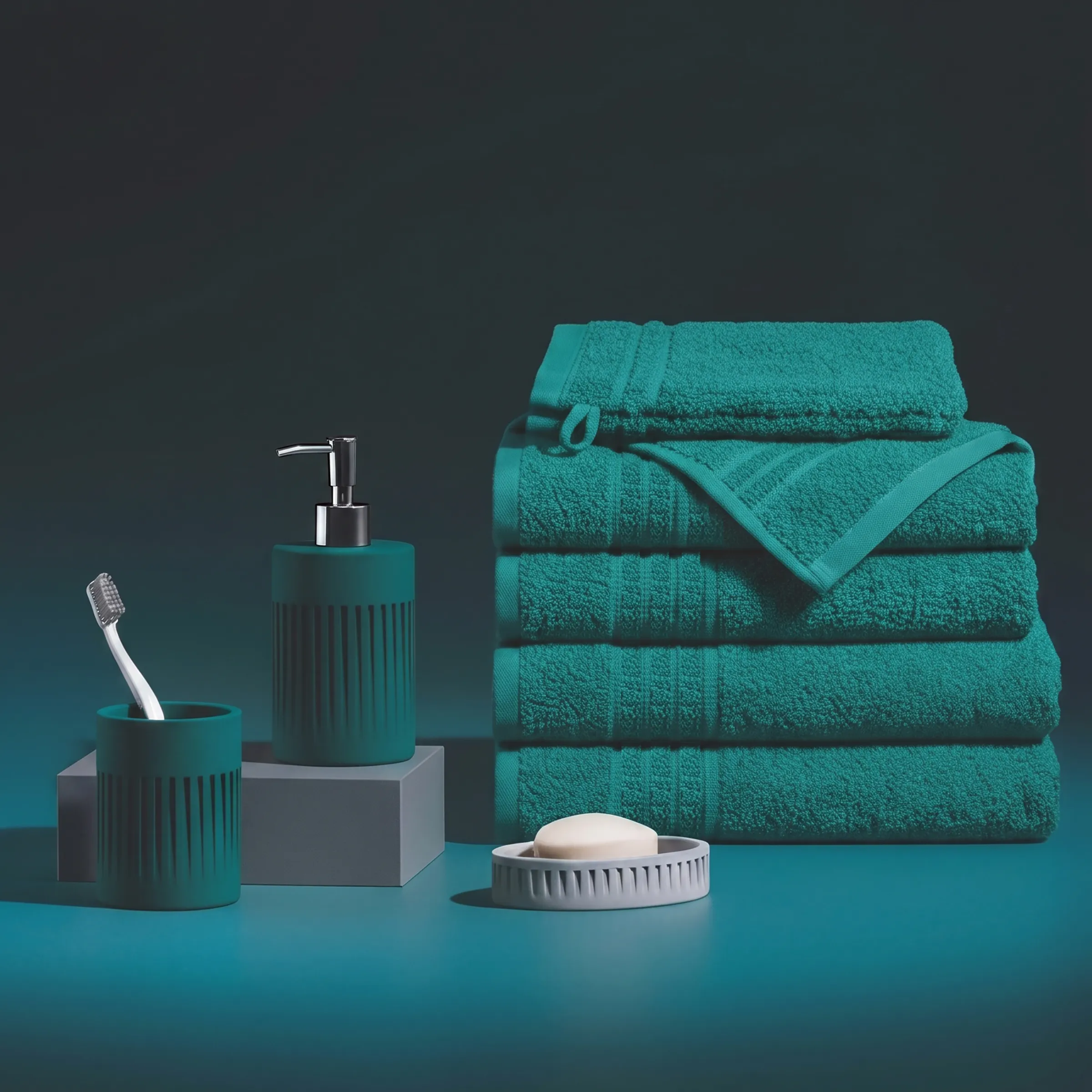 Face cloth Leonora azure green