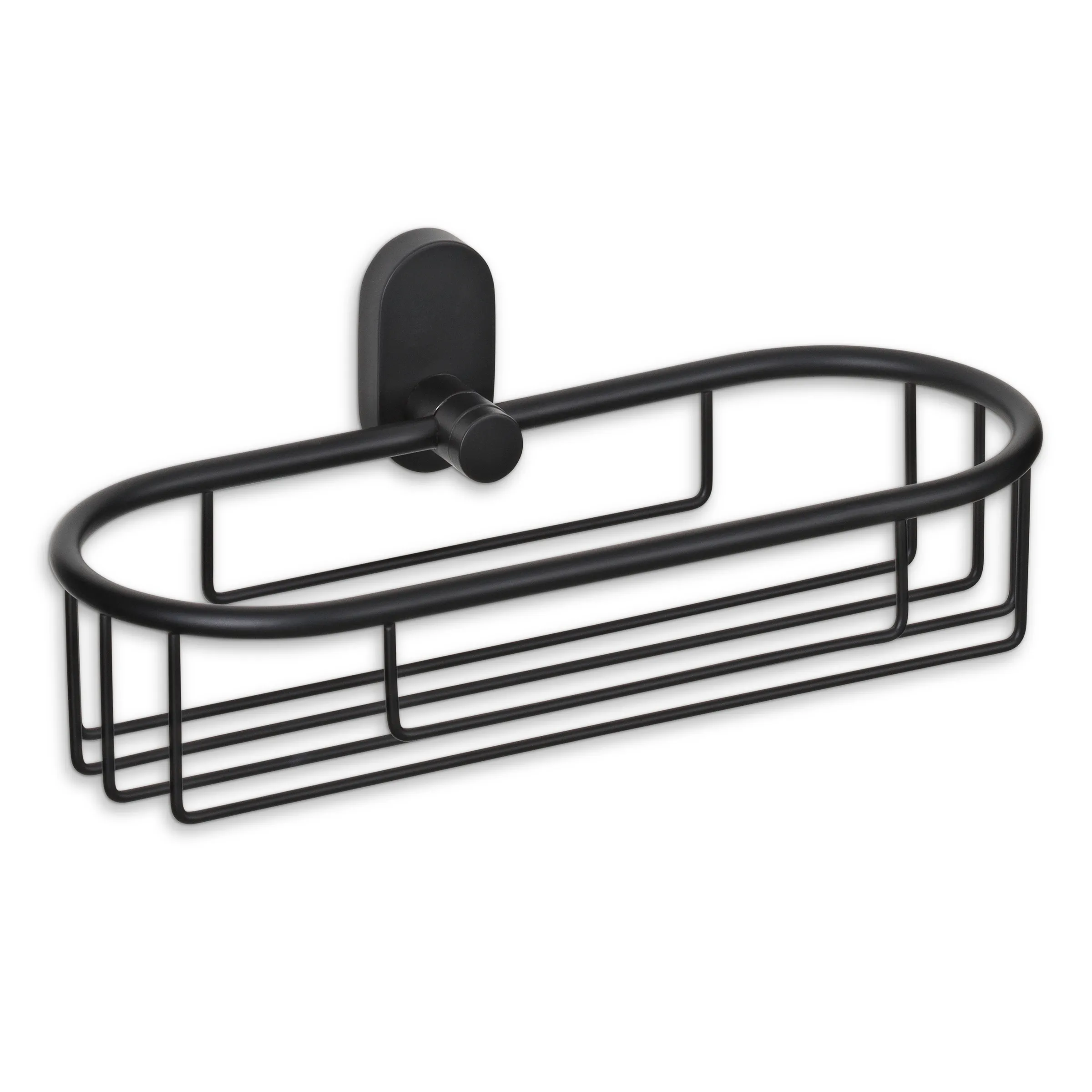 Duschkorb schwarze Badablage Wandmontage Schwarzes Duschablage-Korb-System aus Metall mit Wandmontage und Ablagenetz für Badezimmer