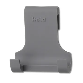 Grauer Kela Smartphone-Halter mit T-förmiger Halterung und Markenprägung
