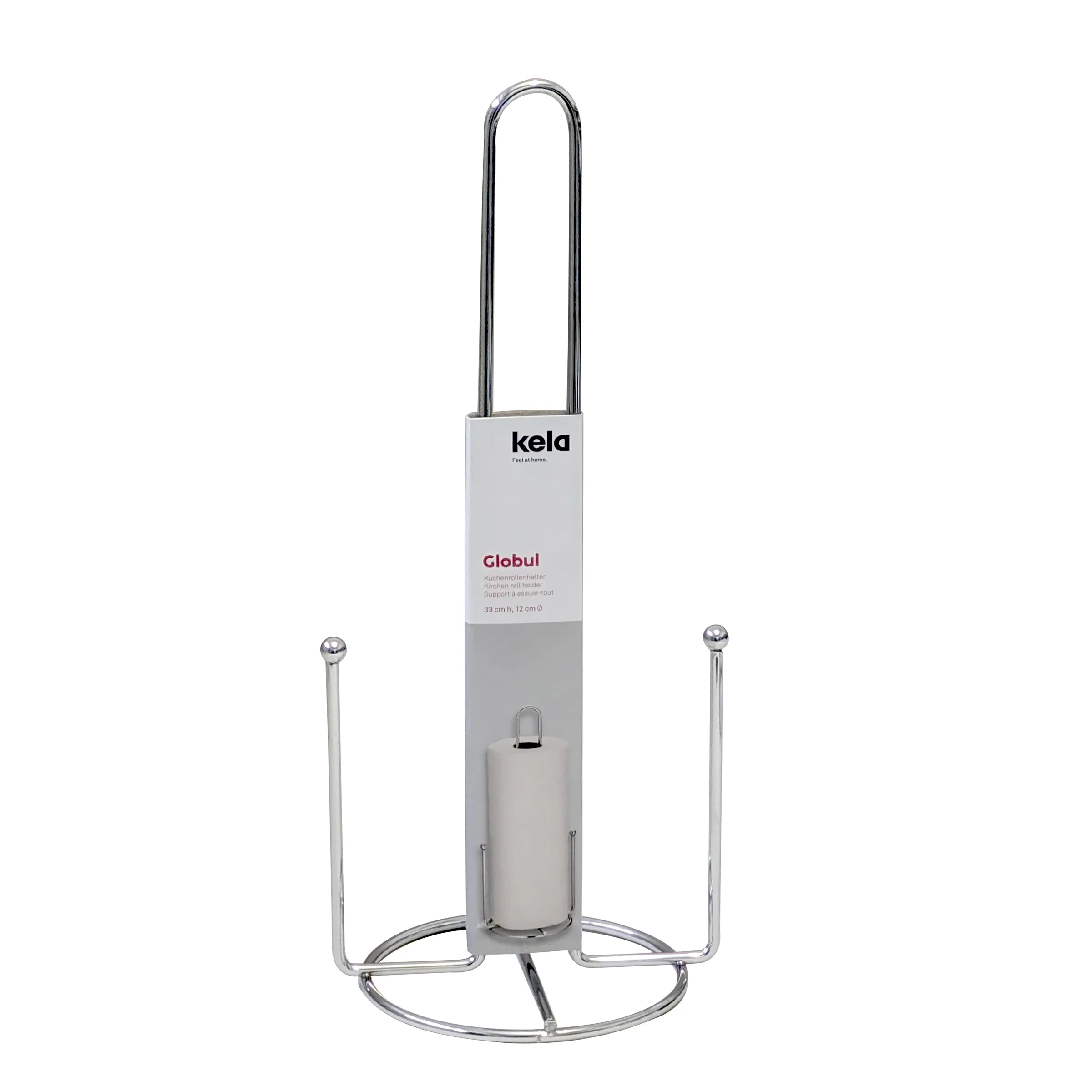 Kela Globul Küchenrolle Halter aus Metall mit Standfuß und ergonomischem Griff