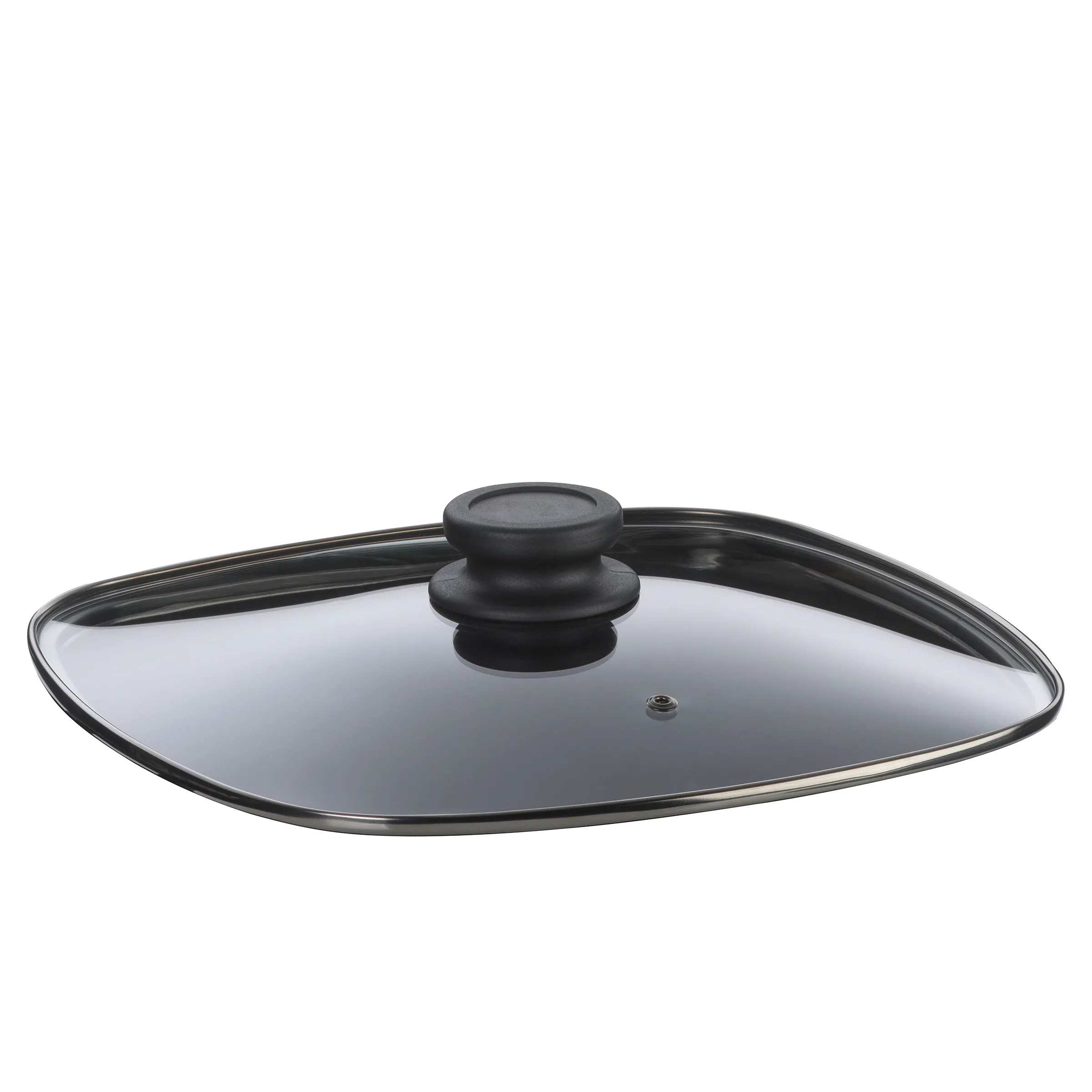 Ovale Glasdeckel für Pfannen - Kochzubehör Ovale Glasdeckel mit schwarzem Kunststoffgriff und Metallrand für Pfannen und Töpfe