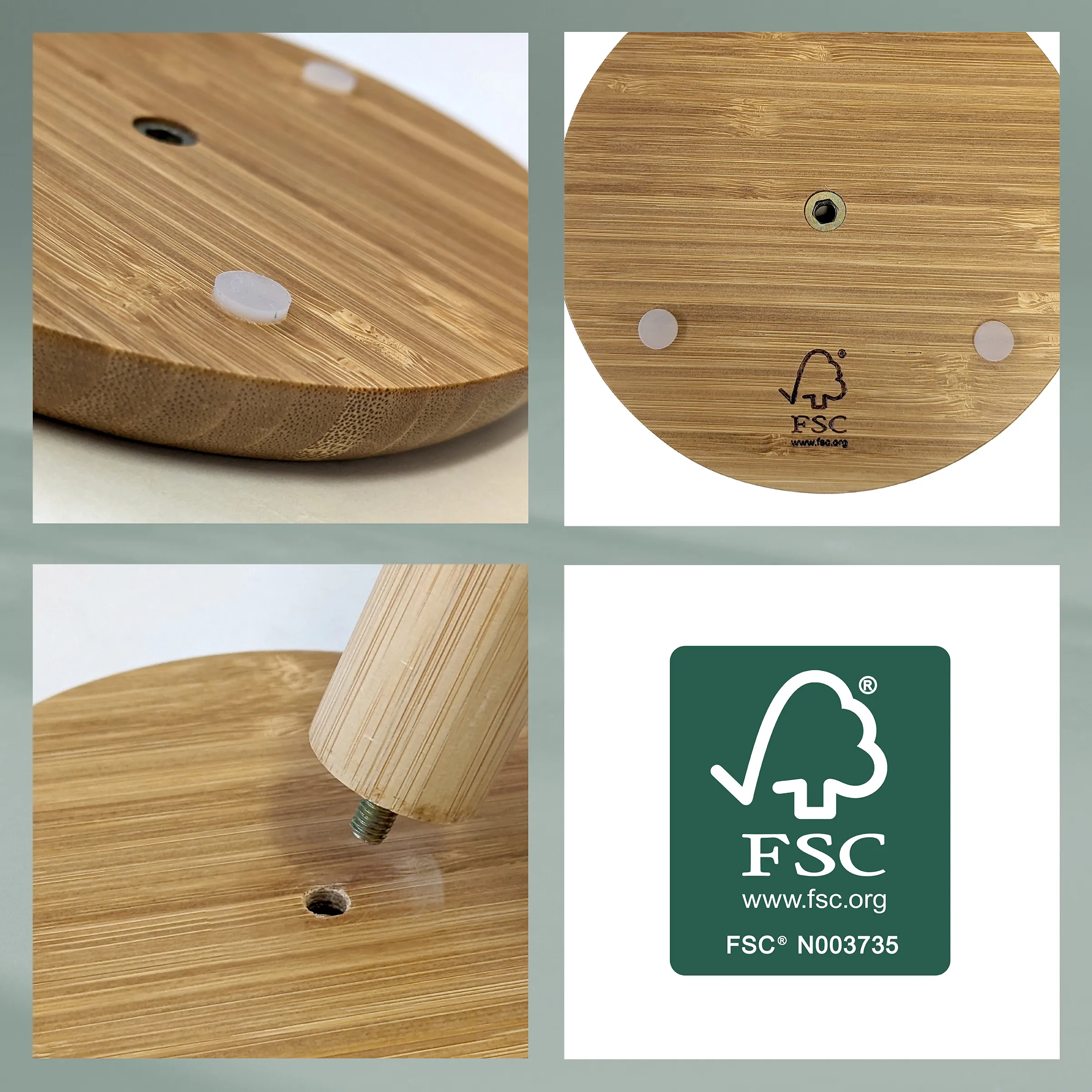 FSC Bambusdeckel für Einmachgläser - nachhaltig zertifiziert Bambusdeckel mit FSC-Zertifikat, Befestigungslöchern und transparenten Gummiauflagen für Gläser