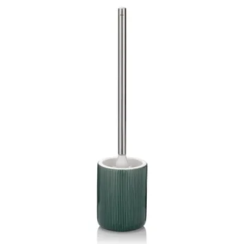 Grüne Toilettenbürste mit strukturiertem Griff und langem Metallstiel in modernem Design