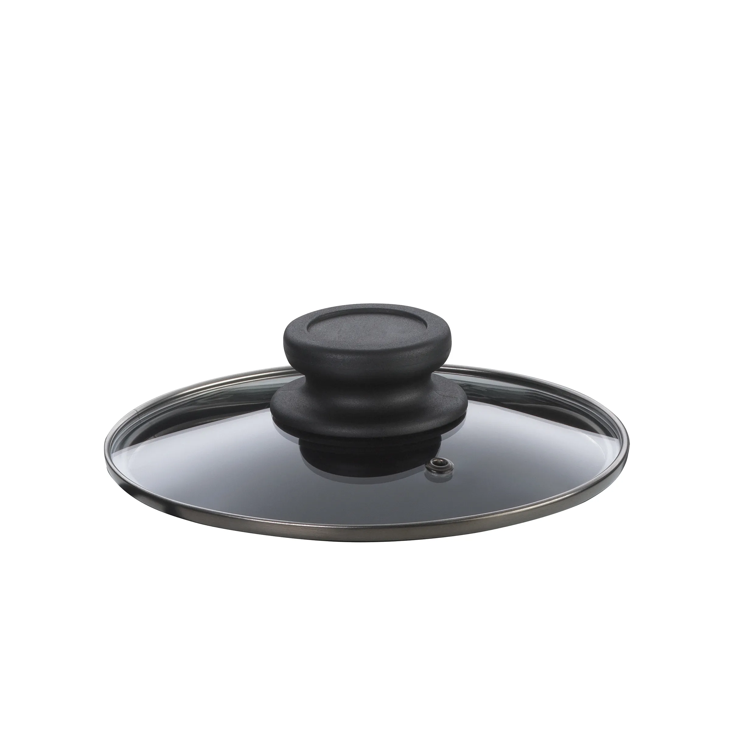 Glasdeckel Topfdeckel mit ergonomischem Griff Glasdeckel mit schwarzem Griff und Metallrand für Kochgeschirr