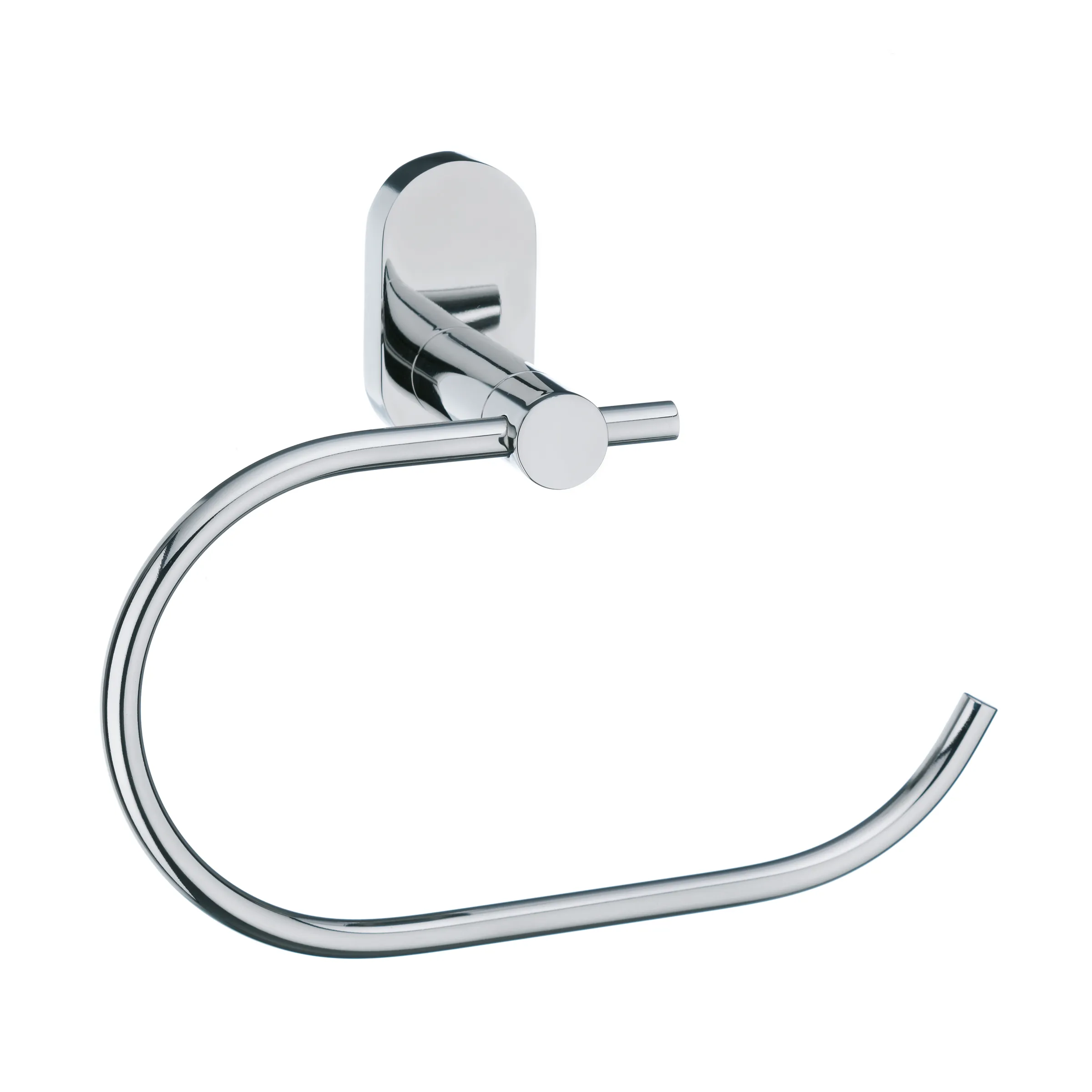 Verchromter Handtuchring mit rundem Wandhalter und gebogenem Ring für Badezimmer
