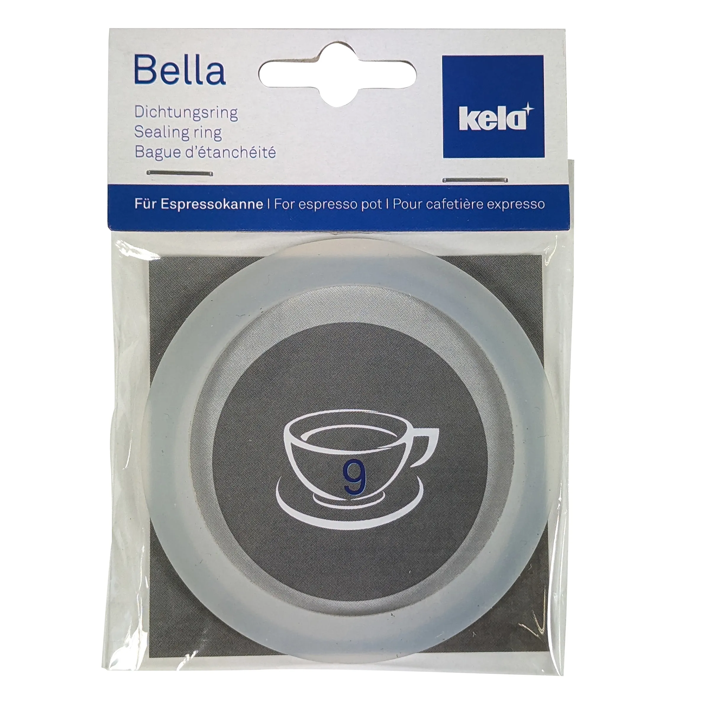 Bella Espressokanne Dichtungsring - Kela Sealing Ring Kela Bella Dichtungsring für Espressokanne, grauer Gummi-Dichtring in Blisterpackung