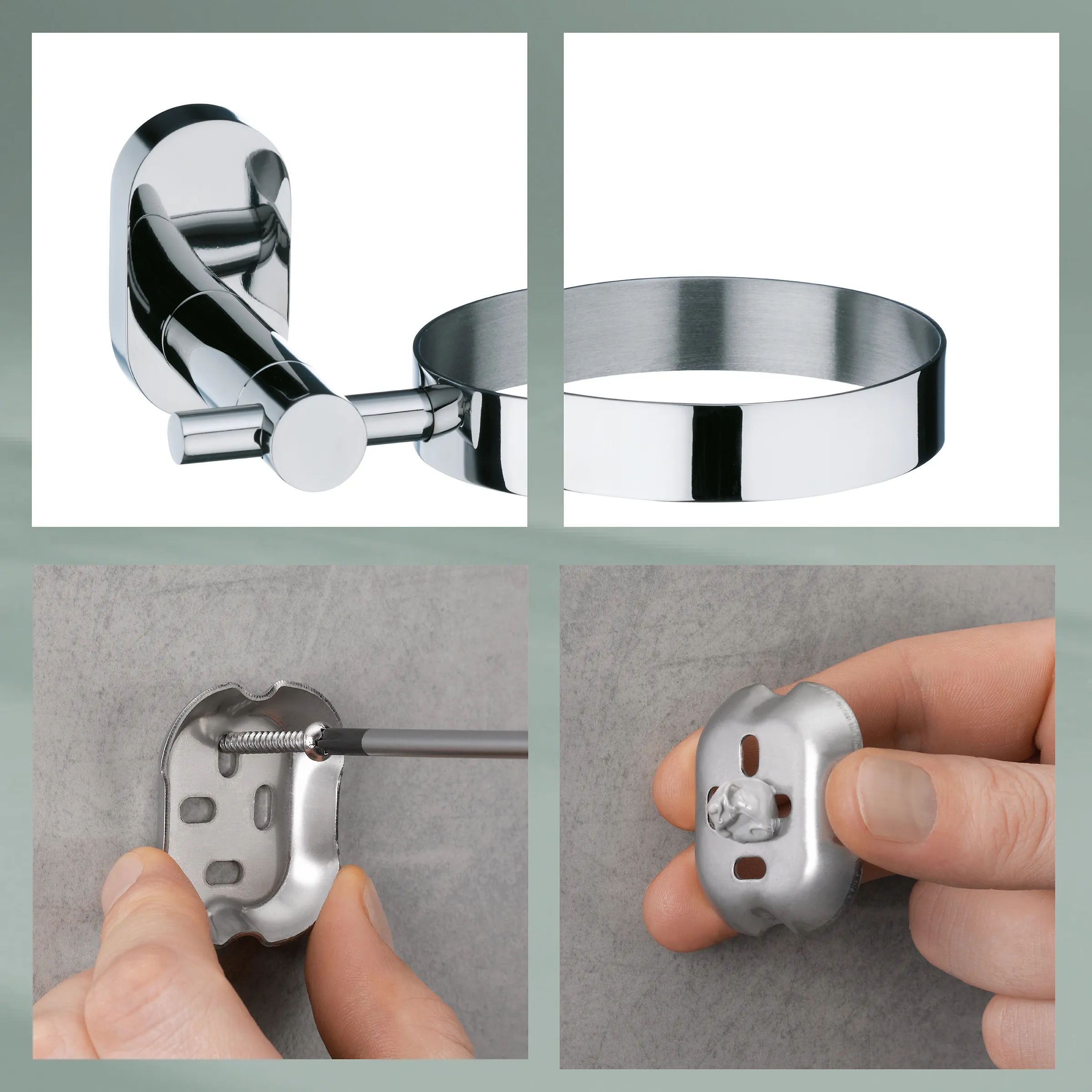 Chrom Wandhalter Seifenschale Badezimmer Montage Badezimmer-Wandhalter und Seifenschale aus Chrom mit Installationsanleitung und Befestigungsmaterial