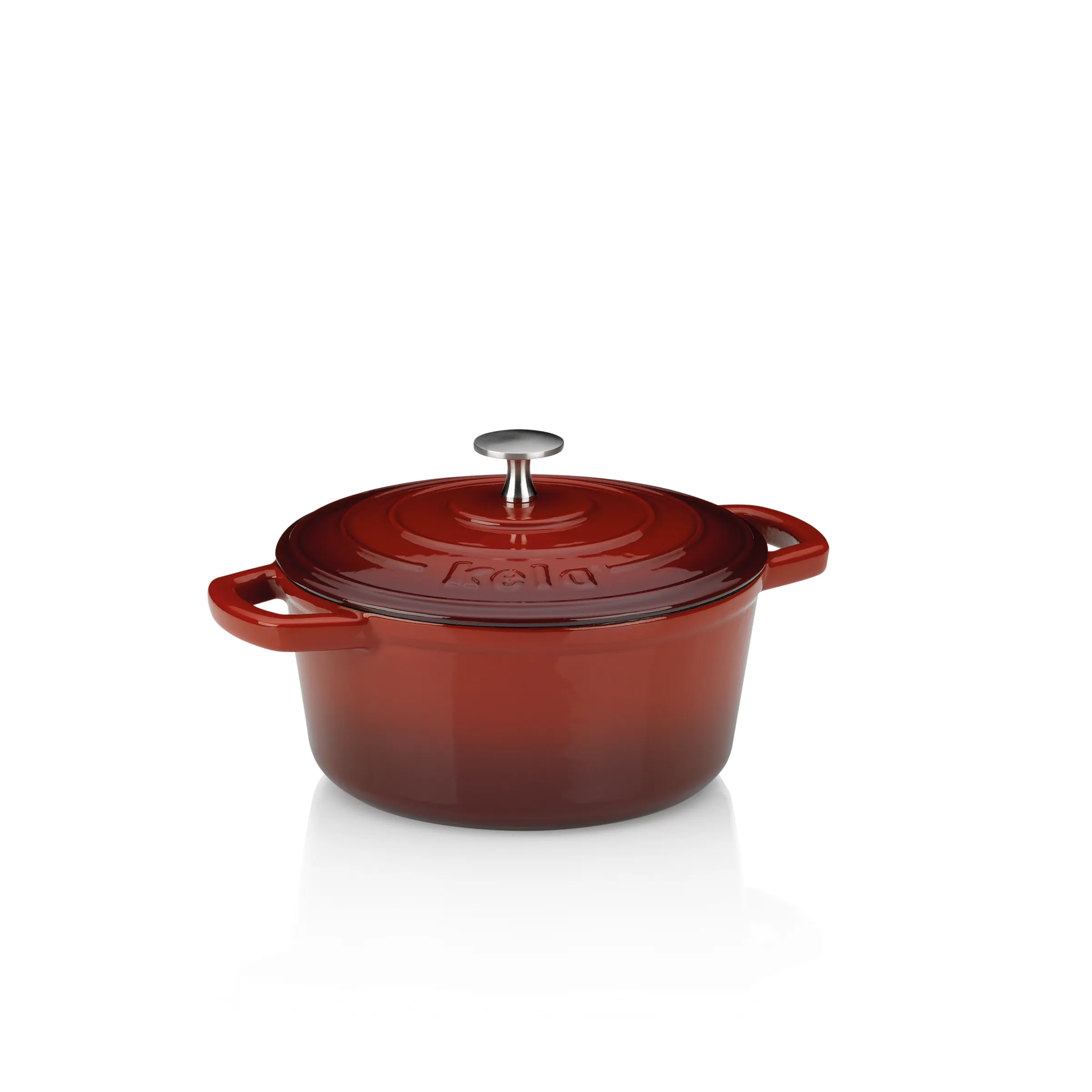 Gusseisen Cocotte rot - Schmortopf Kochgeschirr Rote Gusseisen-Cocotte mit Deckel und Griff, klassisches Kochgeschirr für Schmortöpfe