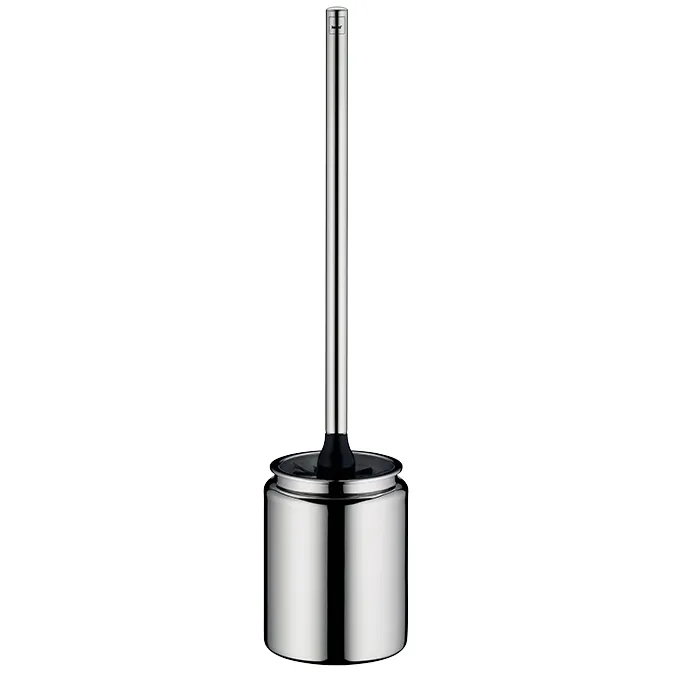 Toilettenbürste Edelstahl WC-Bürste Moderne Toilettenbürste aus poliertem Edelstahl mit schwarzem Griff und langem Stiel in schlankem Design