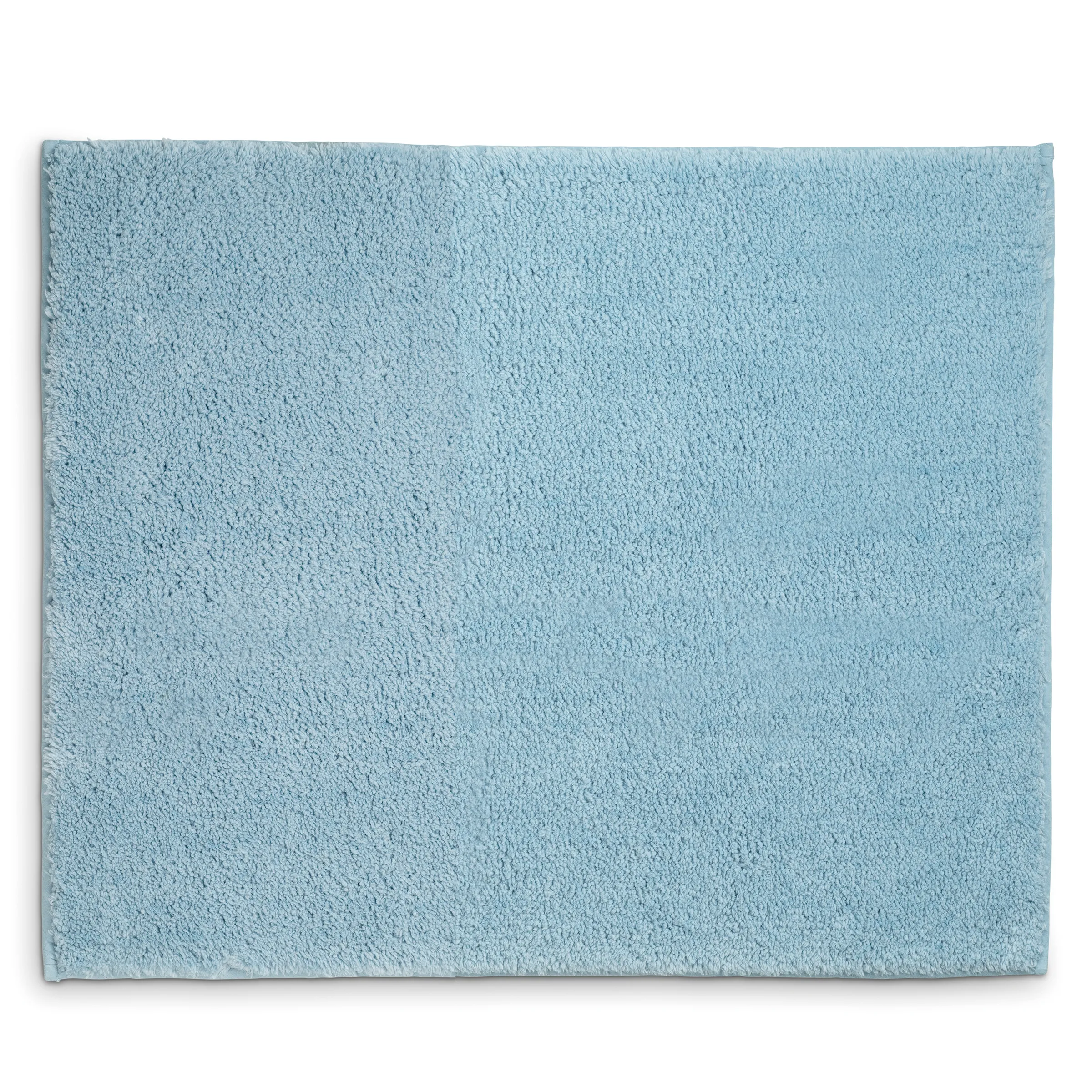 Hellblaue Badematte rutschfest und saugfähig Hellblaue Badematte mit strukturierter Teppich-Oberfläche und weichem, saugfähigem Material