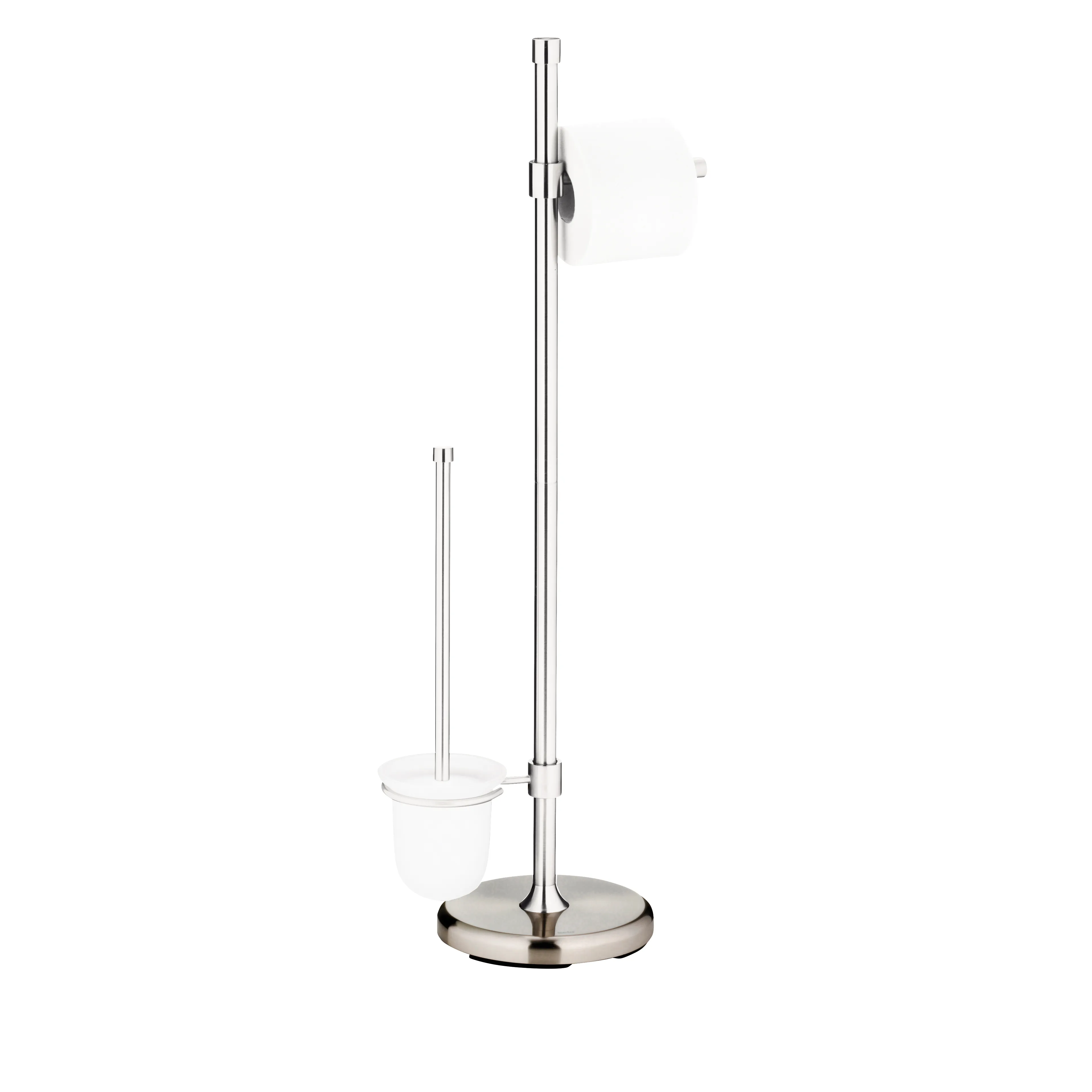 Toilettenbürsten Set Edelstahl - Badezimmer Accessoires Modernes Badezimmer-Accessoire-Set aus Edelstahl mit Toilettenbürste und Papierrollenhalter auf runder Basis