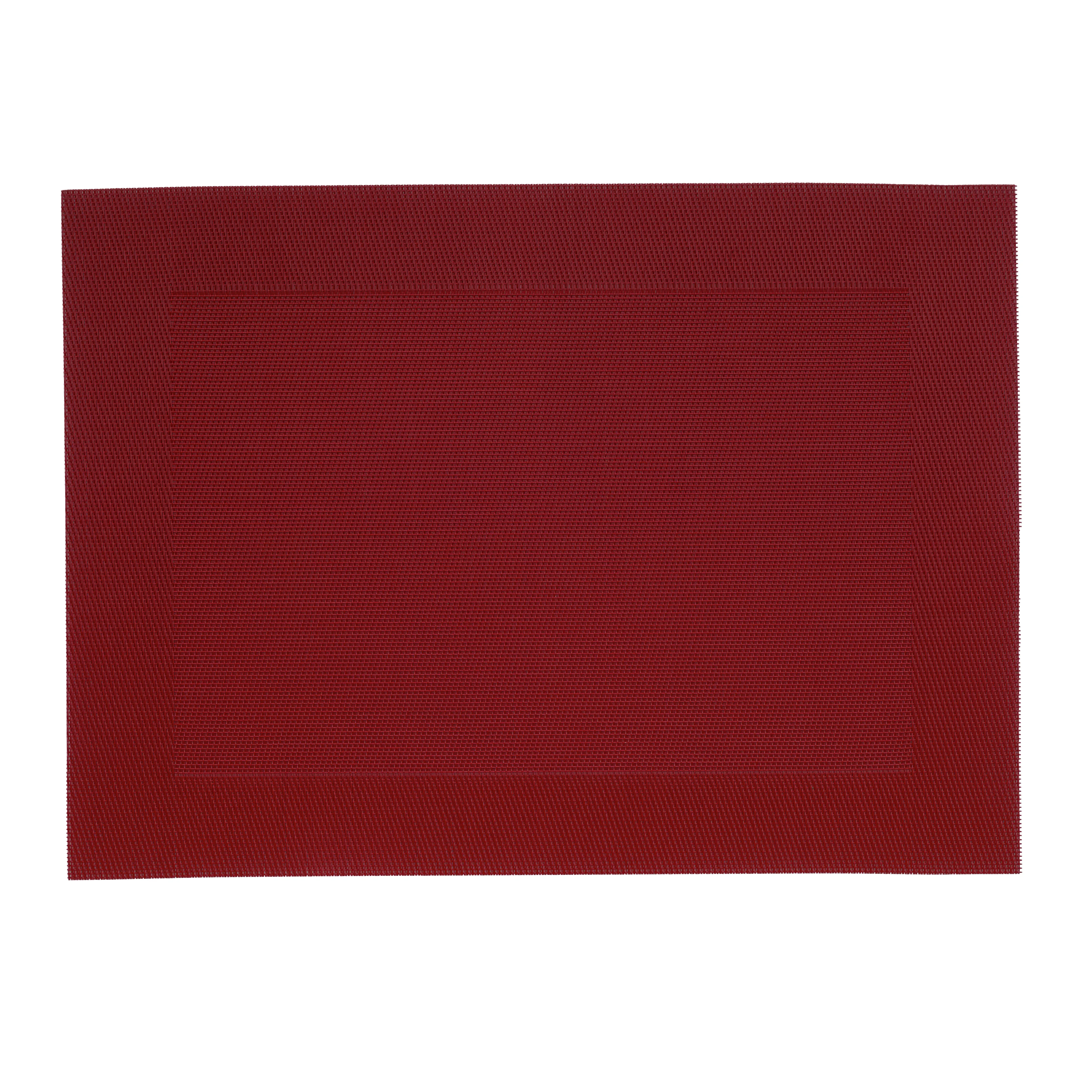Tischset Rot Bordeaux – Platzdeckchen mit eleganter Struktur Rot-bordeauxfarbene Tischset mit Rahmenstruktur und feiner Webtextur auf weißem Hintergrund