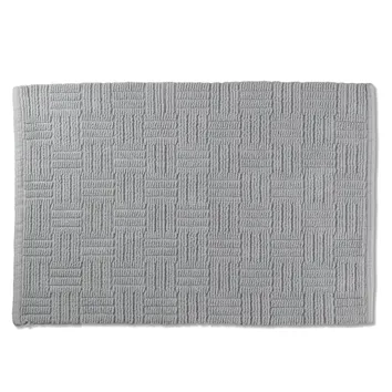 Grauer Baumwollteppich mit geometrischem Muster und strukturierter Oberfläche, rechteckiges Flachgewebe.