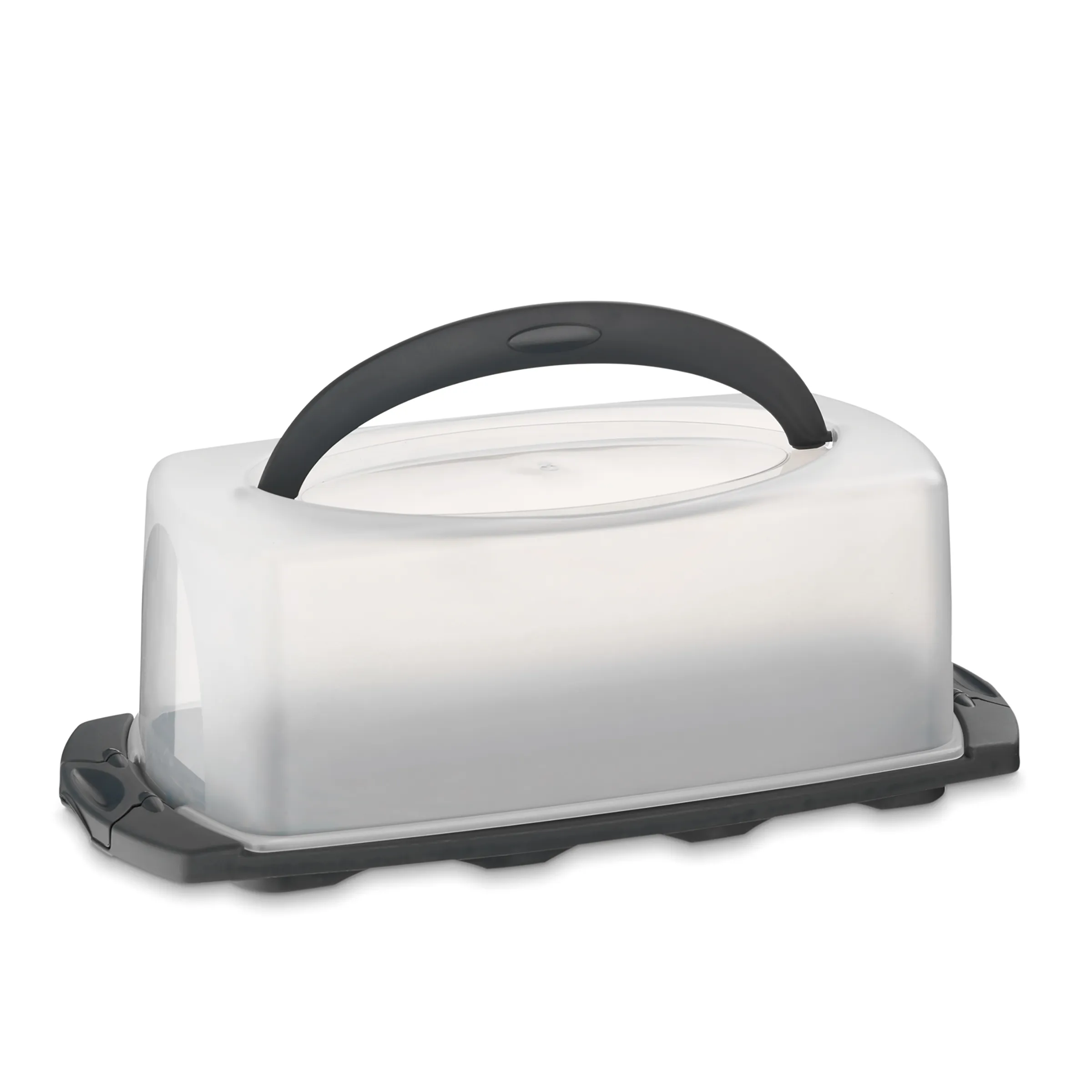 Transporteur à gâteau - boîte de rangement en plastique Boîte à gâteau portable en plastique blanc avec poignée noire et couvercle transparent