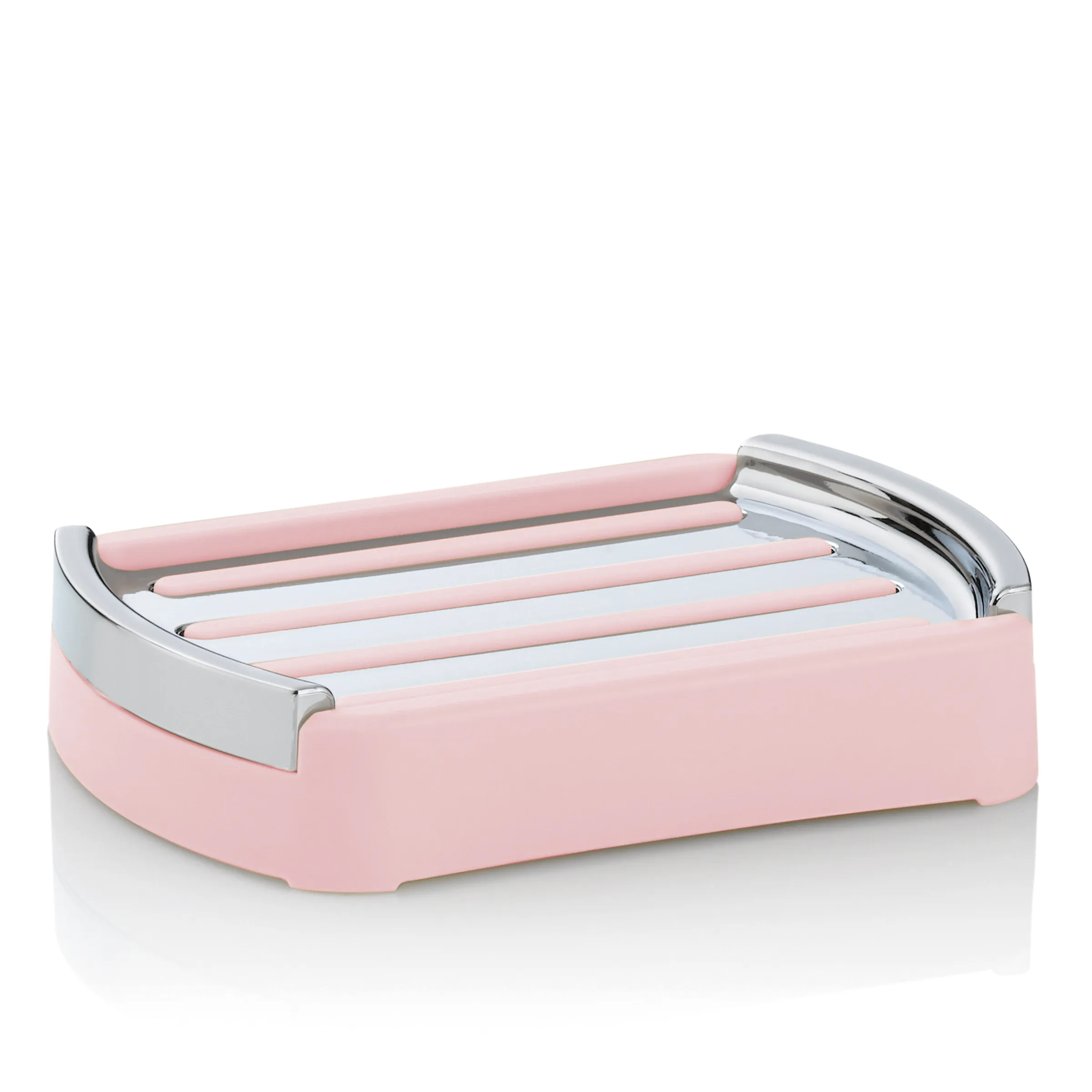 Haarglätter rosa mit Keramikplatten - Glätteisen für geschmeidiges Haar Rosa Haarglätter mit silbernen Heizplatten auf weißem Hintergrund