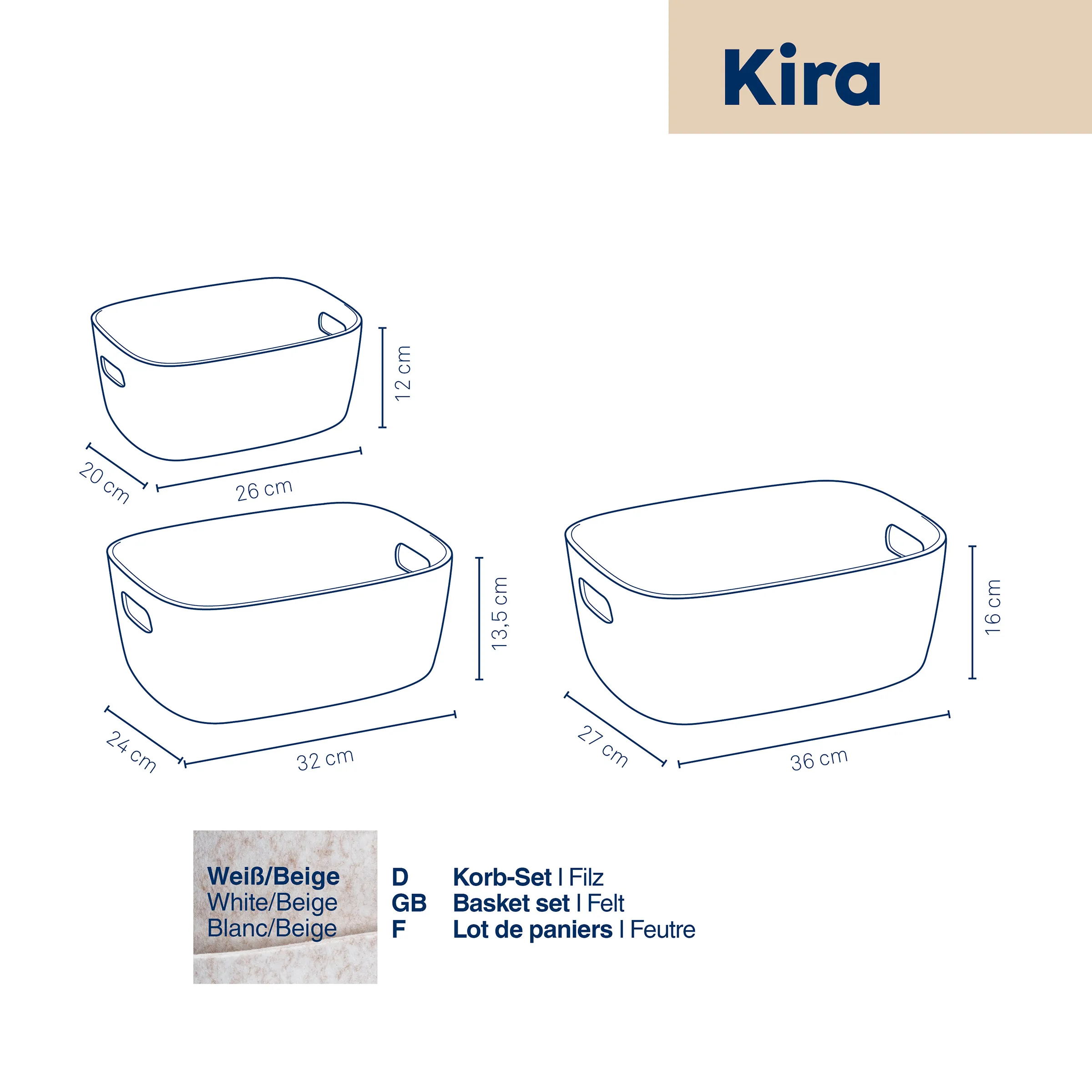 Korb-Set Kira 3tlg. Korb-Set Kira 3tlg.