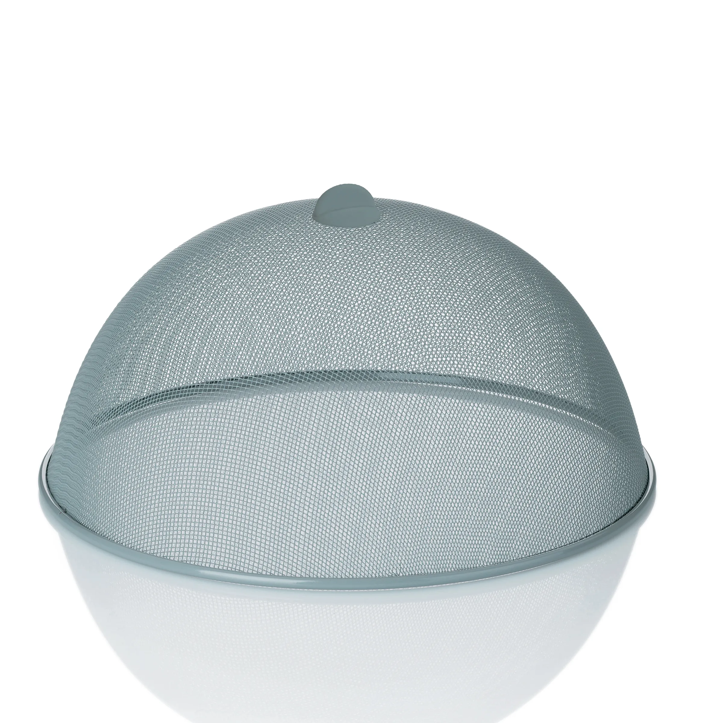 Grauer Fliegengitter-Cloche mit halbrunder Kuppel und Griff, Meshgewebe-Design für Lebensmittelschutz