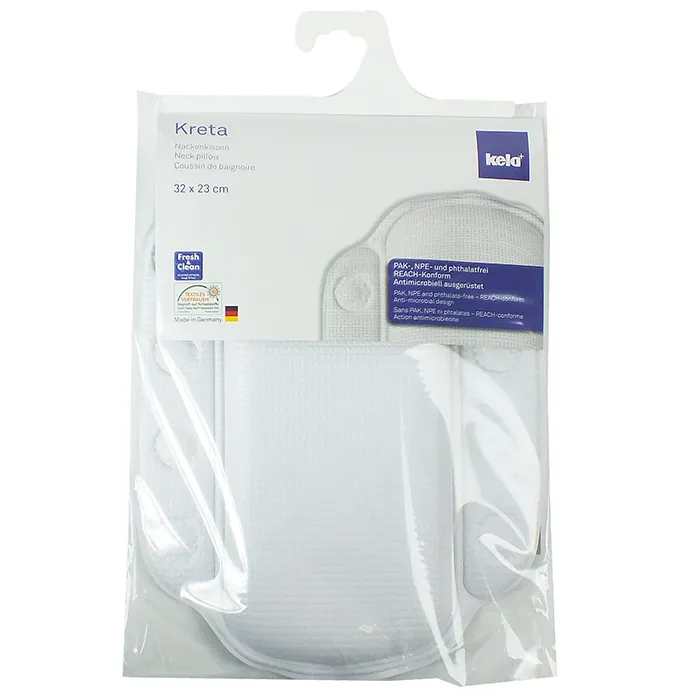 Kreta Nackenkissen ergonomisch 32x23 cm - hochwertiges Kopfkissen Kreta Nackenkissen von Keta in Verpackung, 32 x 23 cm, weiß mit ergonomischem Design und antimikrobiellem Bezug.