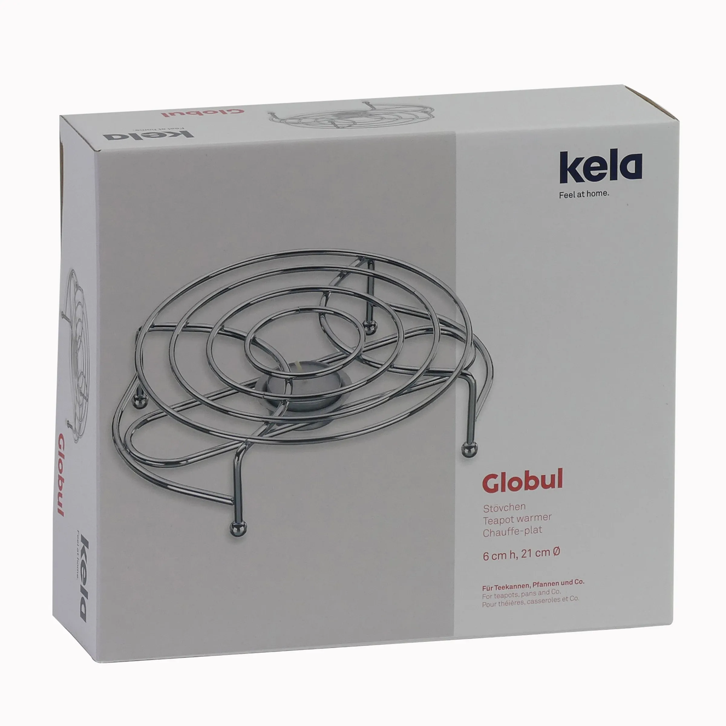 Kela Clobul Stövchen - Teewärmer aus Metall Kela Clobul Stövchen aus Metall mit spiralförmigem Design, 21 cm Durchmesser, 6 cm Höhe, in Originalverpackung.