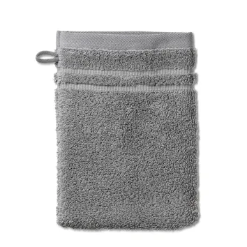 Graues Frottee-Waschhandschuh mit Schlaufe und strukturierter Oberfläche