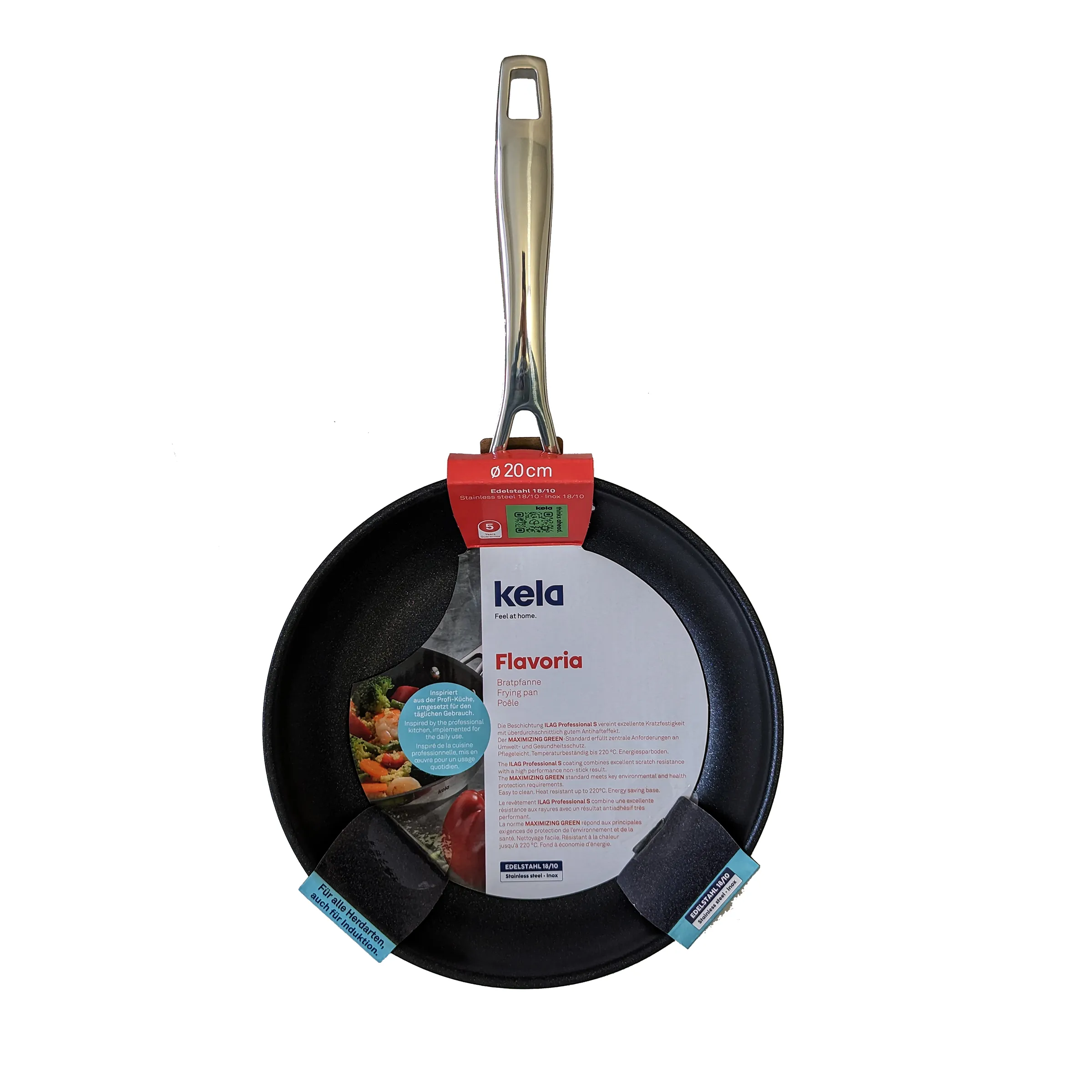 Kela Bratpfanne 20cm Flavoria - Antihaft-Pfanne Kela Flavoria Bratpfanne 20cm mit schwarzem Antihaft-Boden und Edelstahlgriff, neu verpackt