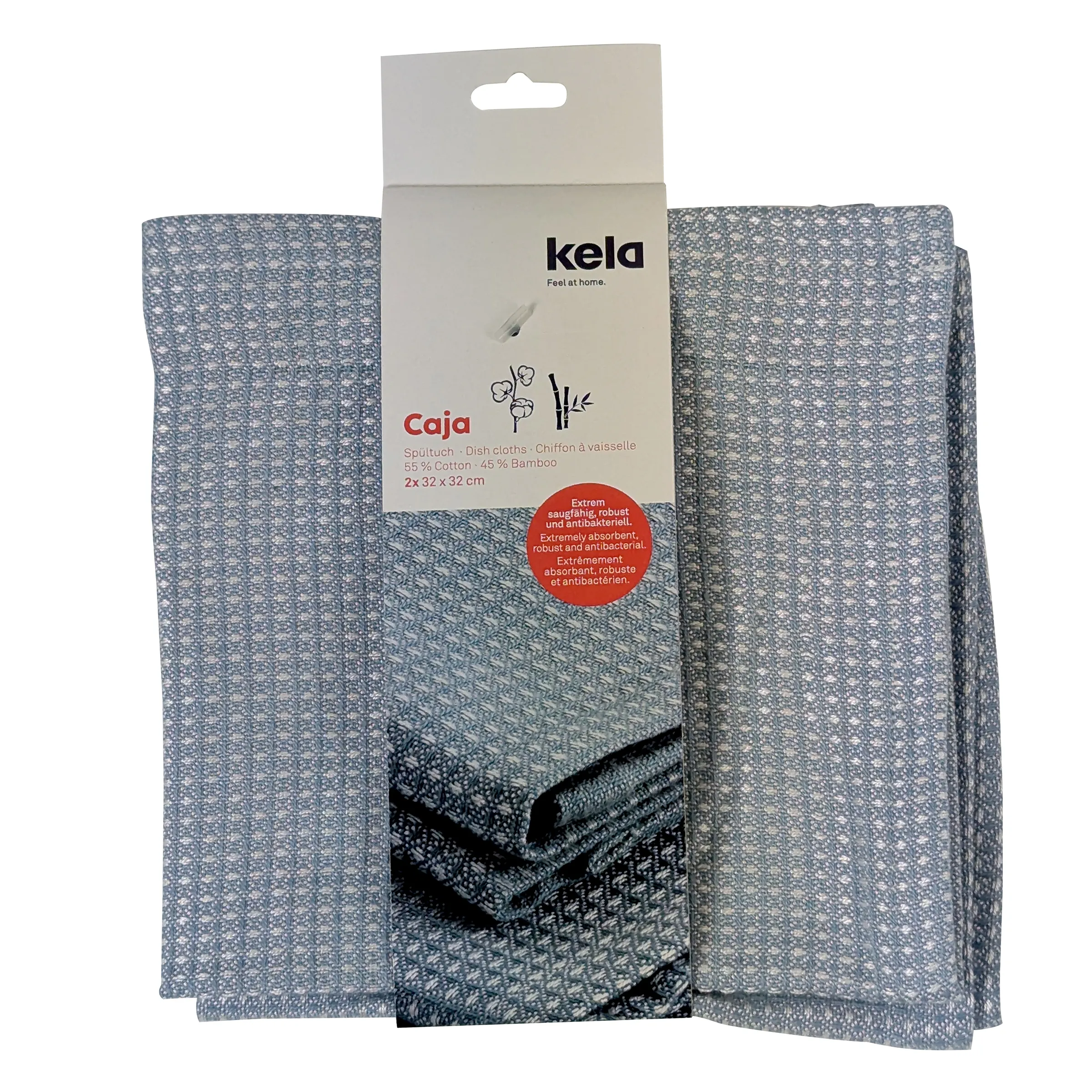 Kela Caja Spültücher - Baumwolle Bamboo Geschirrtücher Kela Caja Spültücher Set mit zwei grauen Baumwoll-Bamboo-Tüchern in Originalverpackung
