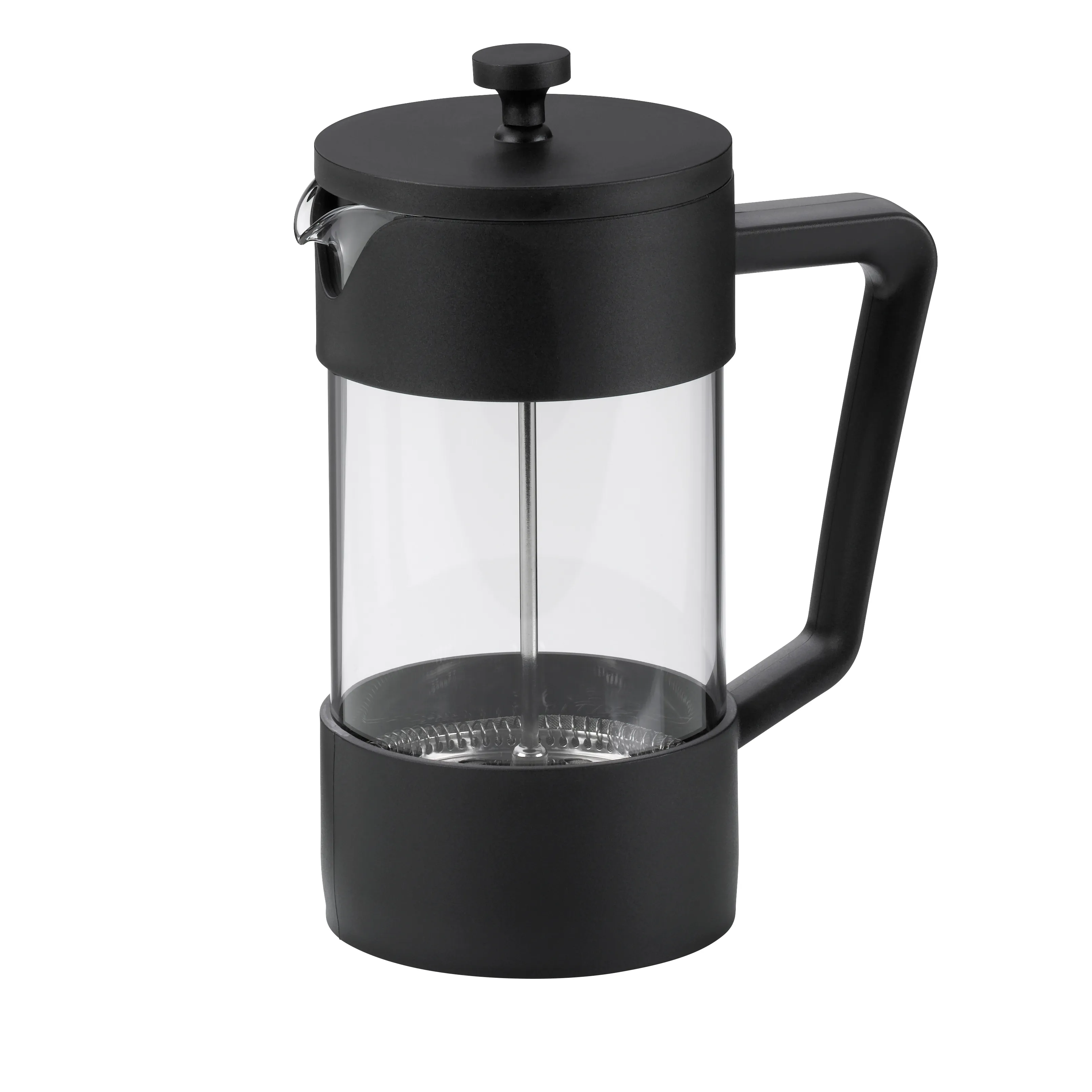 Pressstempelkanne French Press Kaffeebereiter Schwarze Pressstempelkanne aus Glas mit Kunststoffgriff und Metallfilter für die Kaffeezubereitung