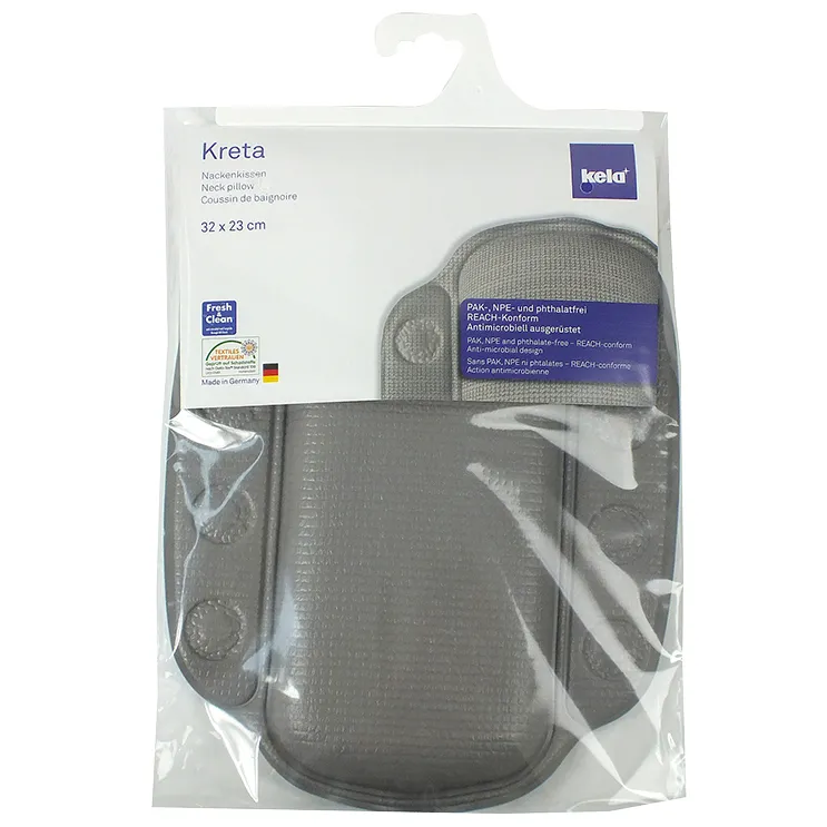 Coussin de nuque Kreta gris, 32 x 23 cm, de Keta avec certification Fresh Clean, fabrication allemande