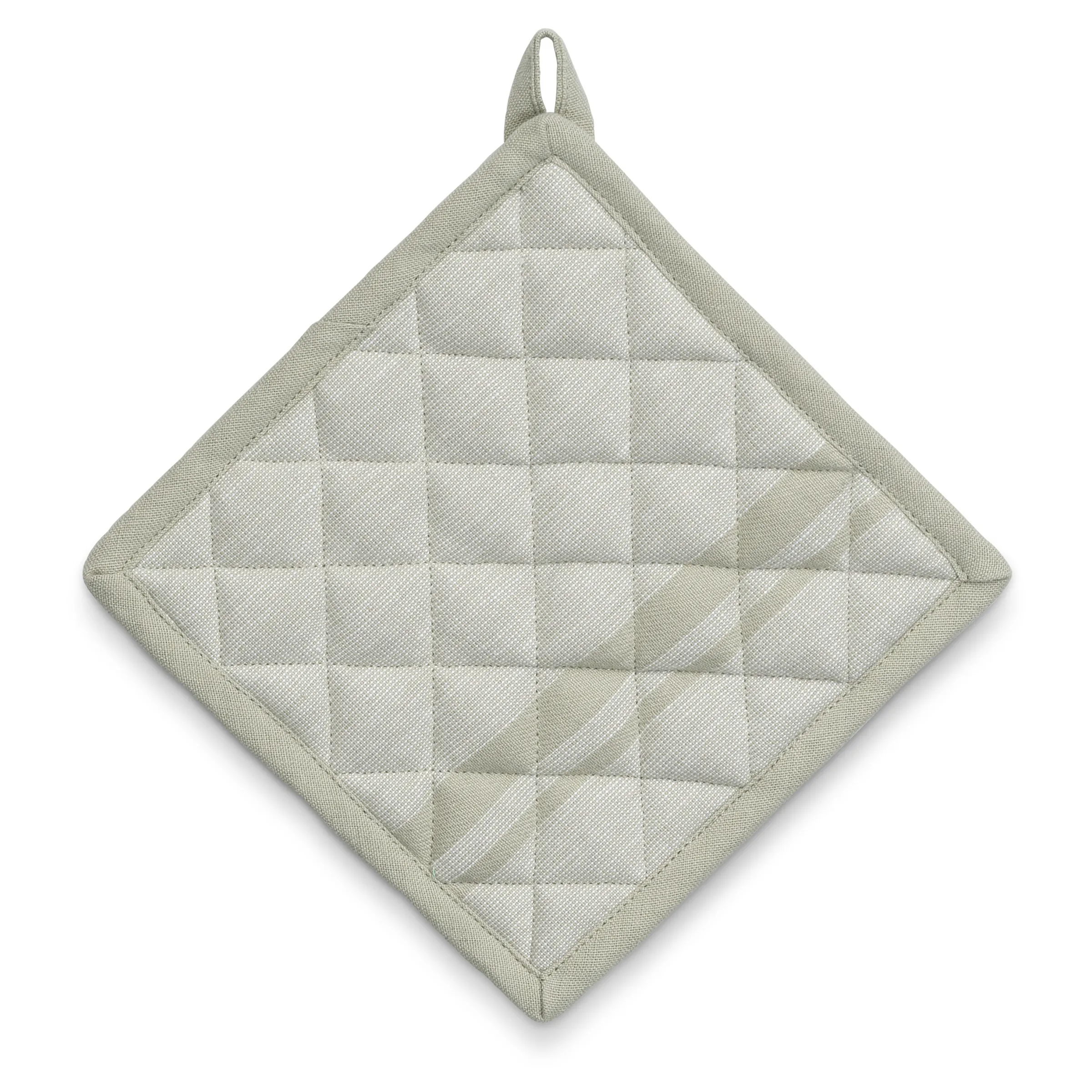Beige gesteppte Topflappen mit Karo-Muster und Aufhängeschlaufe aus Baumwolle