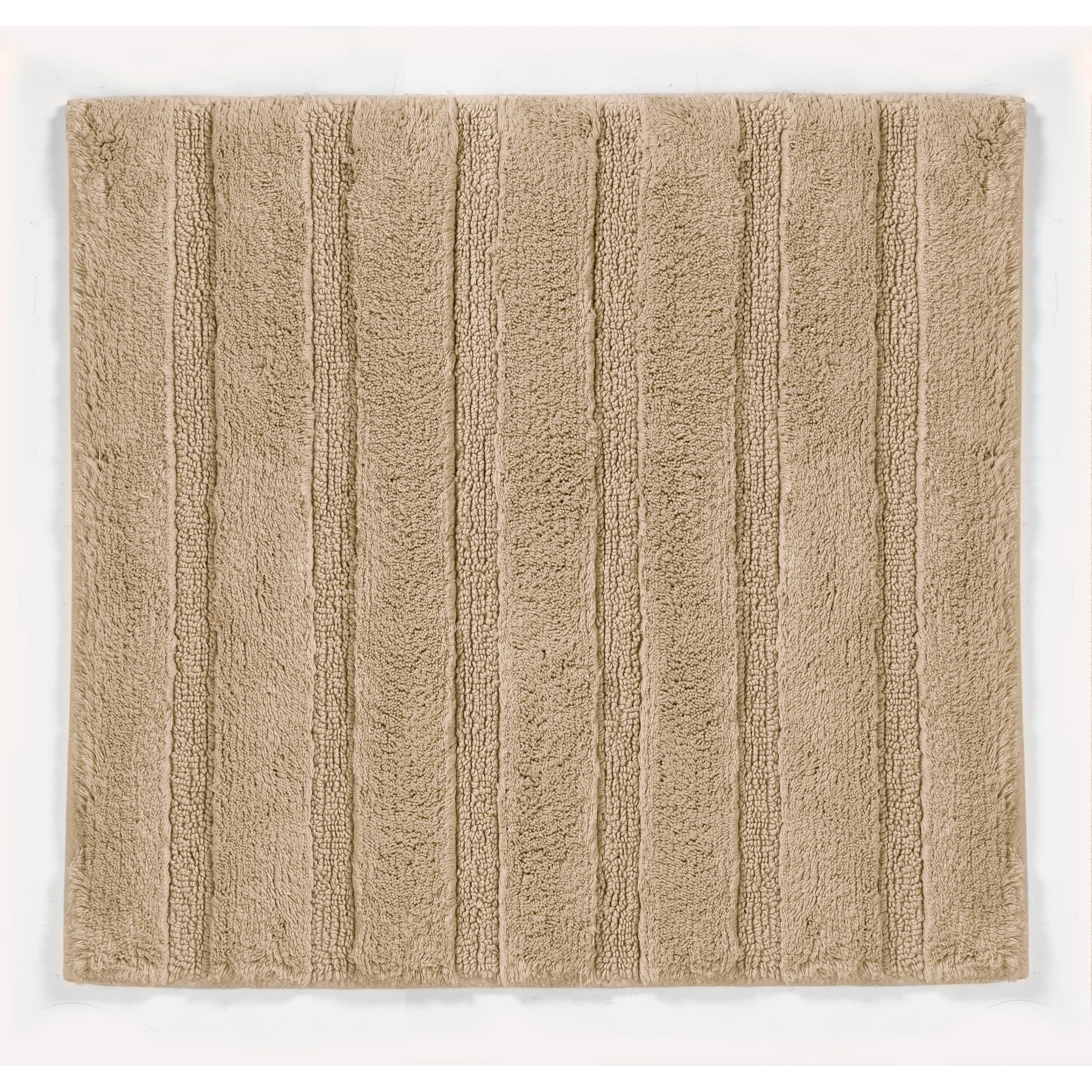 Strukturiertes Baumwoll-Handtuch beige mit Streifenmuster Beiges Badezimmertuch mit vertikalen Strukturstreifen und Wellenmuster, quadratisches Format