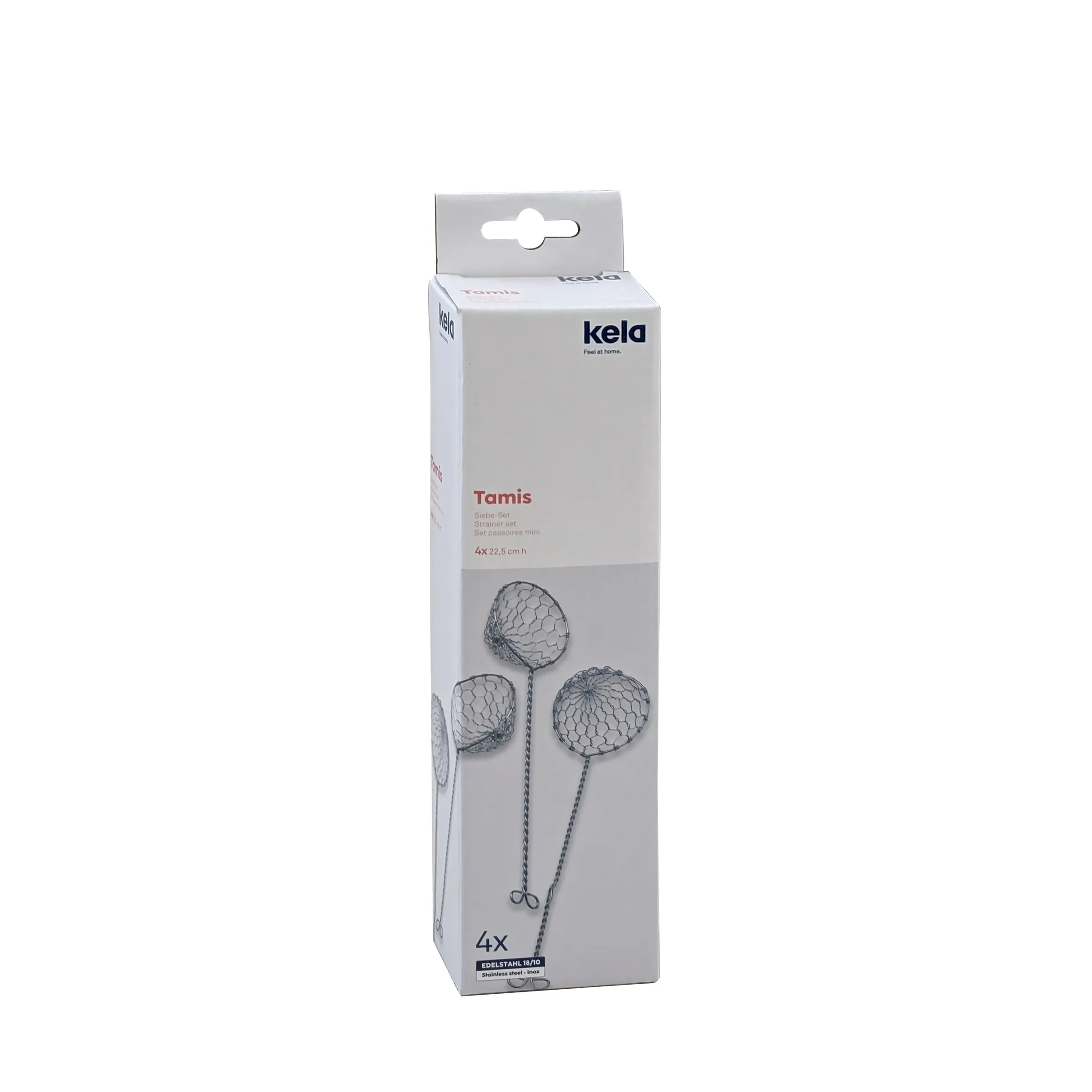 Kela Tamis Edelstahl Sieb-Set 4-teilig - Sieblöffel 12,5 cm Kela Tamis Sieb-Set mit 4 Edelstahl-Sieblöffeln in Verkaufsverpackung