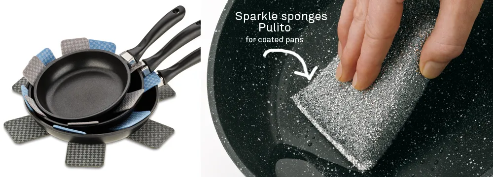 Sparkle Sponges Pulito - Cleaning Sponges for Coated Pans Sparkle Sponges Pulito cleaning sponges for coated pans with sparkling surface during use