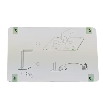 Illustrierte Anleitung zur Reinigung eines Touchscreen-Tablets mit Schritt-für-Schritt-Anweisungen und Entsorgung.