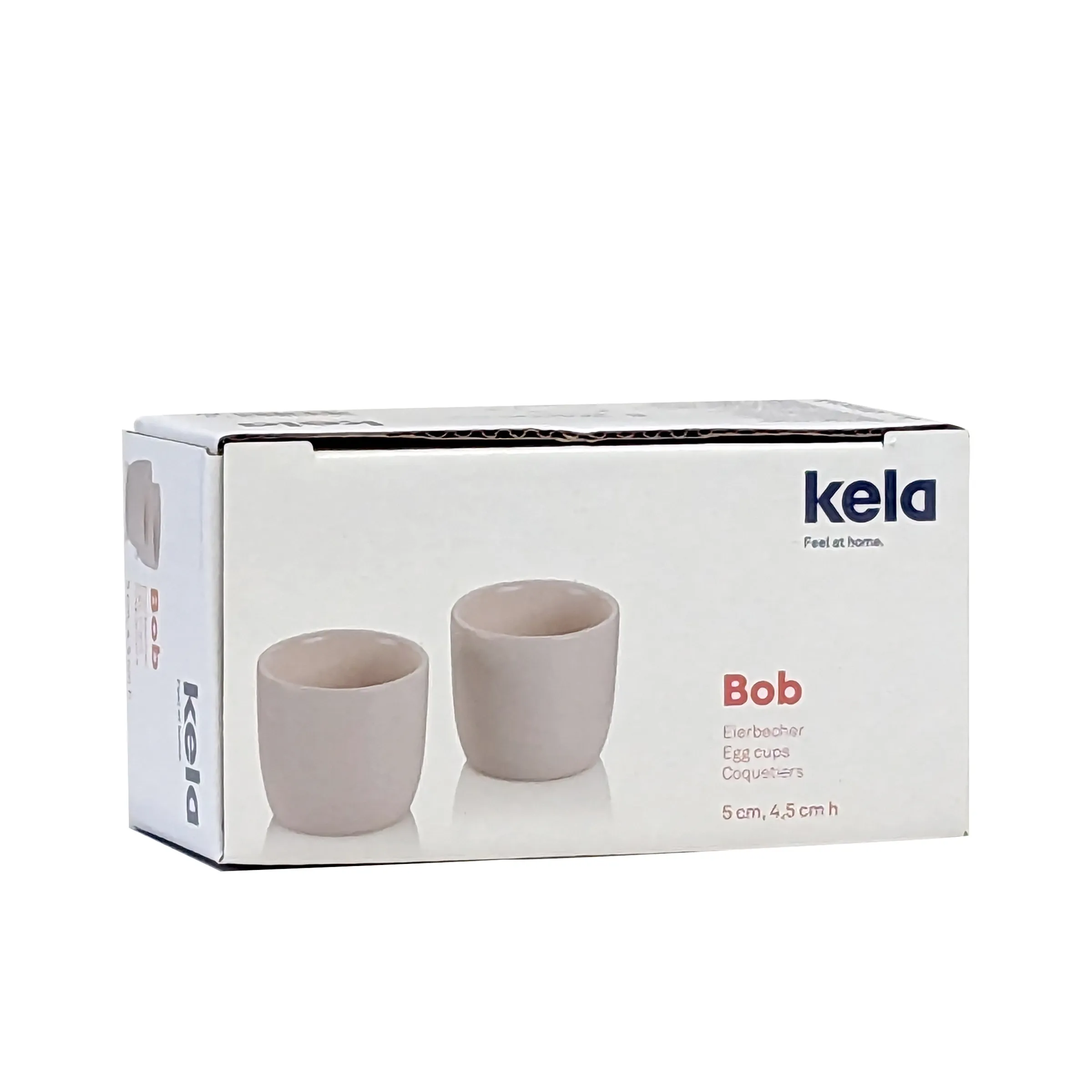 Kela Bob Eierbecherset - Keramik Eierbecher Kela Bob Eierbecherset mit zwei beigen Keramikbechern in einer Verpackung, 5 cm x 4,5 cm hoch