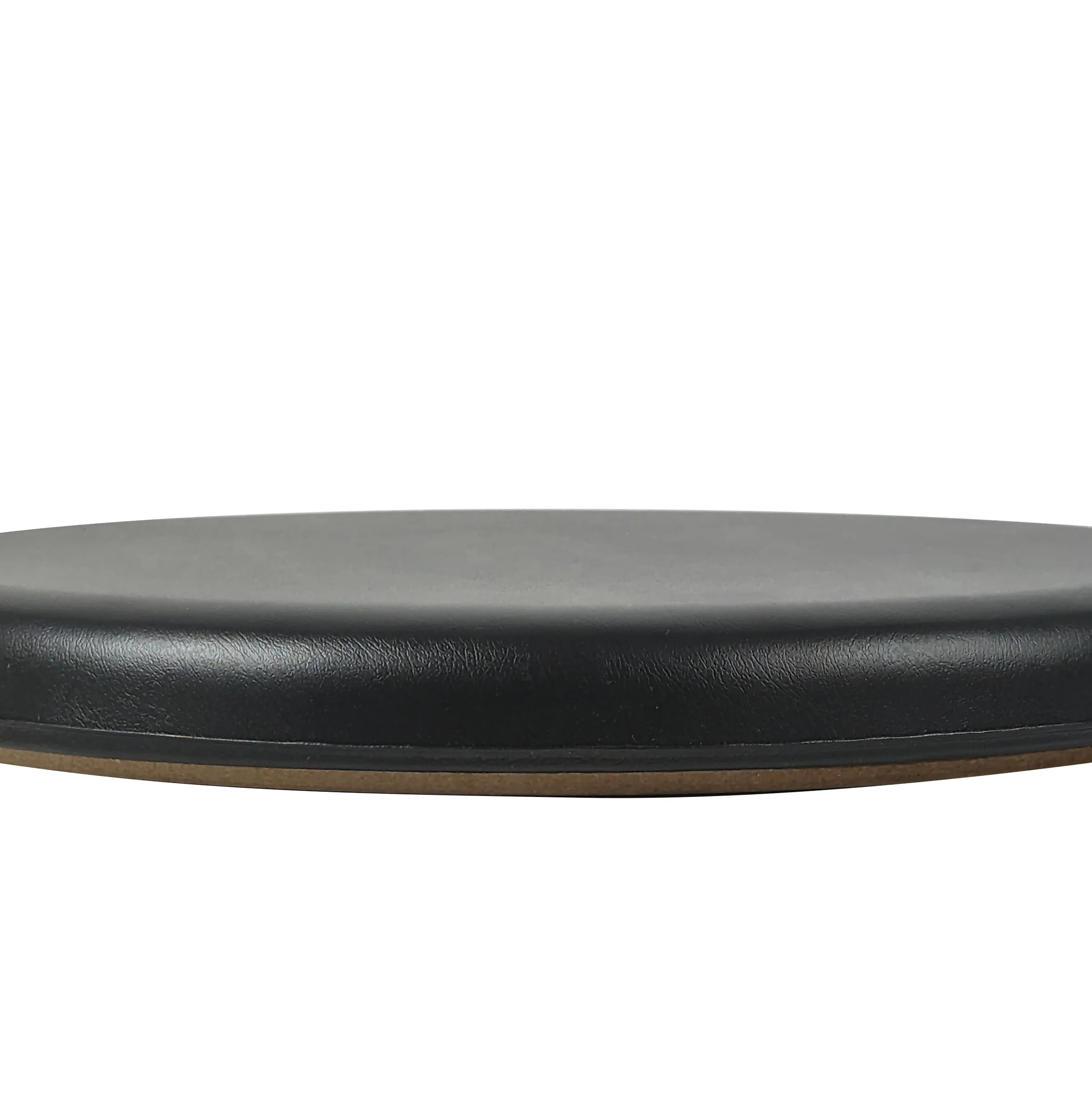 Moderne Designerstuhl Sitzfläche mit Lederpolster Schwarze Sitzfläche mit Lederpolsterung und Holzrahmen, elegante minimalistische Designmöbel