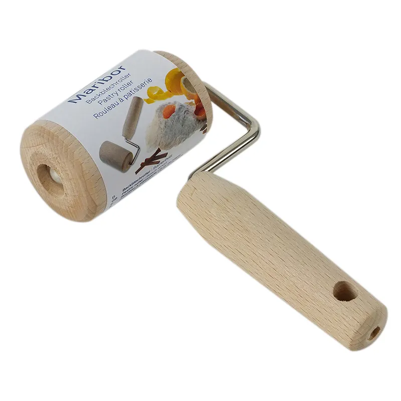 Holzmalrolle mit Metallhalter und beigefarbener Walze, Marke Mestool, auf weißem Hintergrund