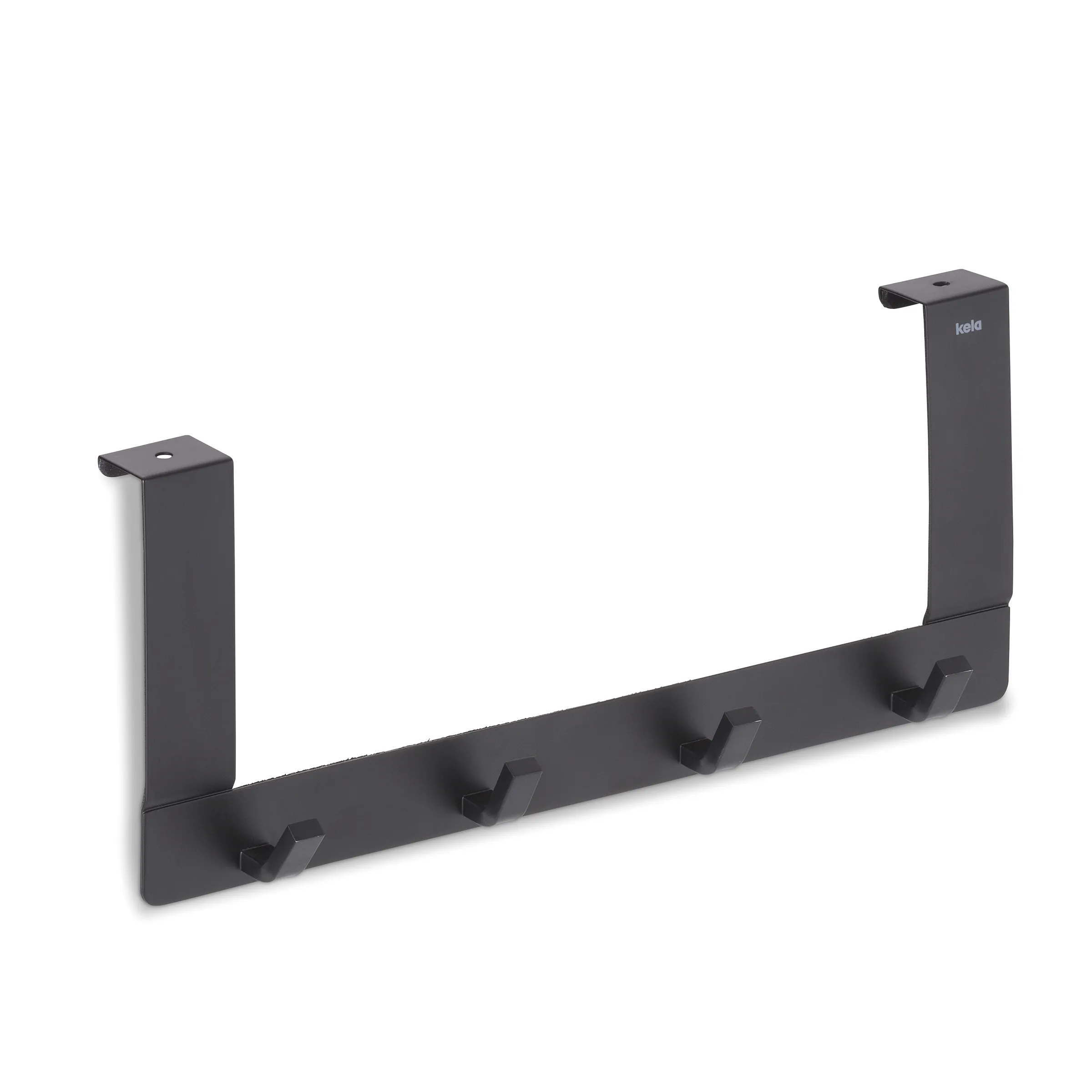 Keka Türgarderobe schwarz mit 4 Haken - Metall Hakenleiste zum Einhängen Schwarze Türgarderobe von Keka mit vier Haken zum Einhängen an Türen, moderne Hakenleiste aus Metall